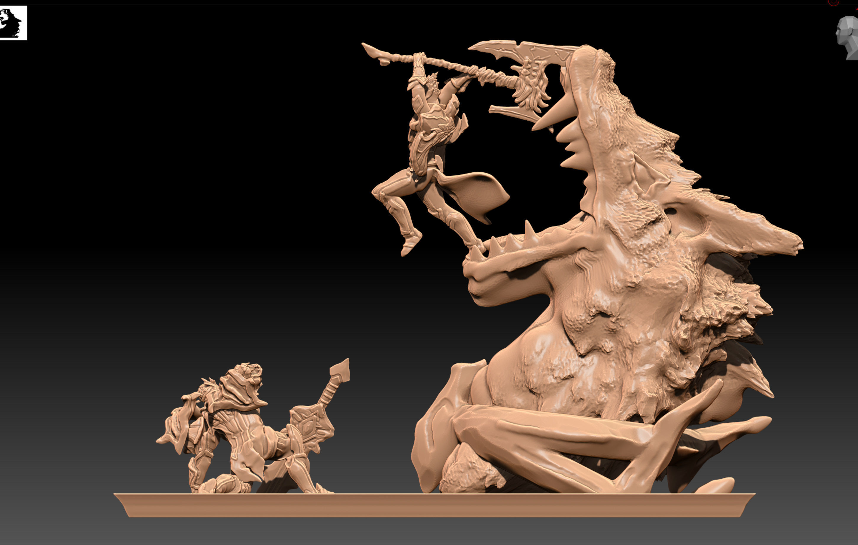 League of Legends LoL God King Garen vs God King Darius 3D print model_5