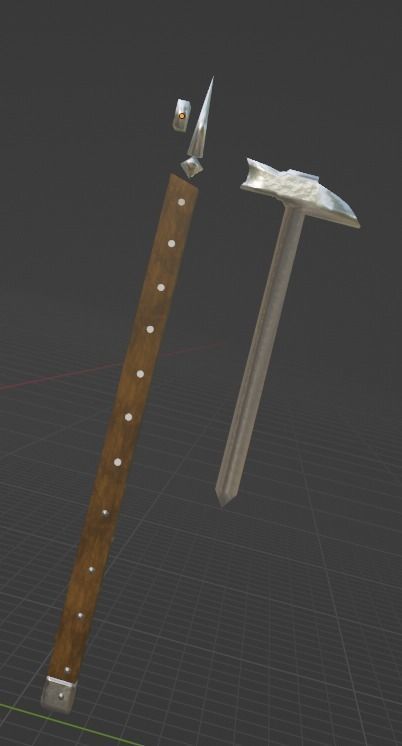 Medieval Single Hand War Hammer Free low-poly 3D model_2