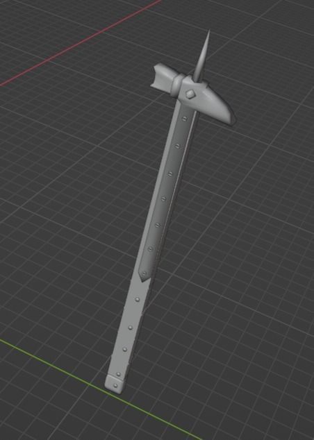 Medieval Single Hand War Hammer Free low-poly 3D model_3
