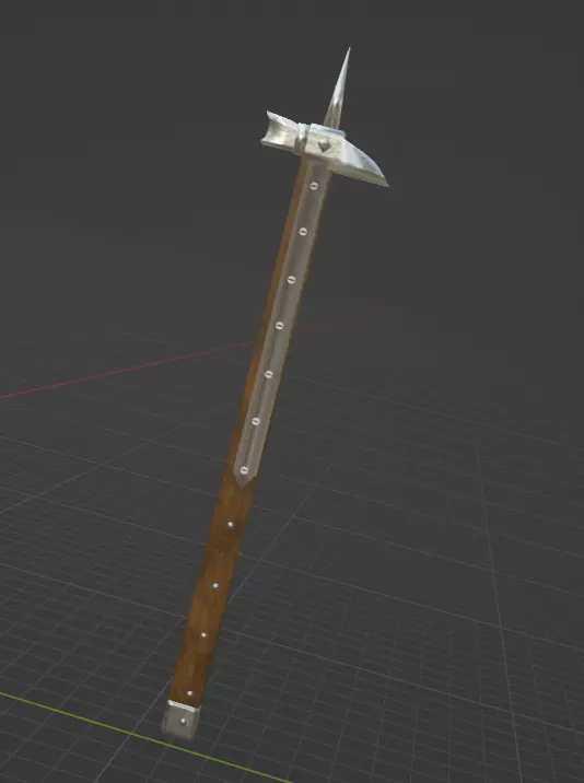 Medieval Single Hand War Hammer Free low-poly 3D model_0