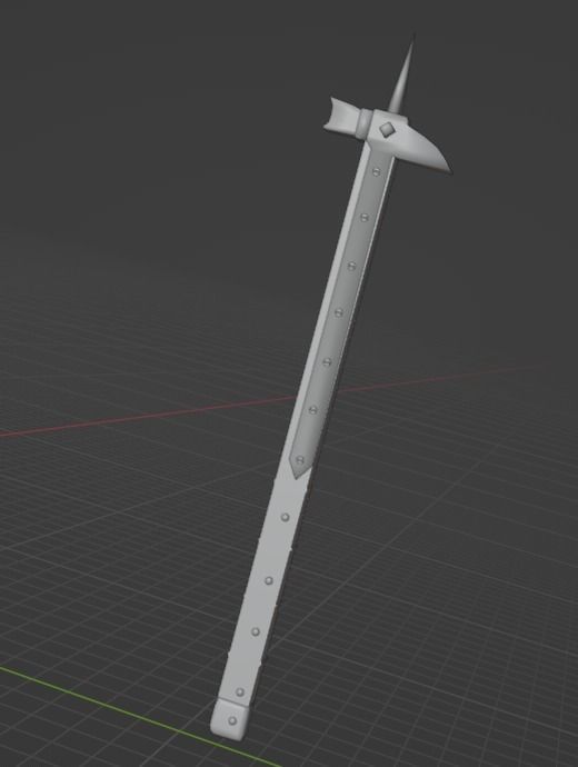 Medieval Single Hand War Hammer Free low-poly 3D model_4