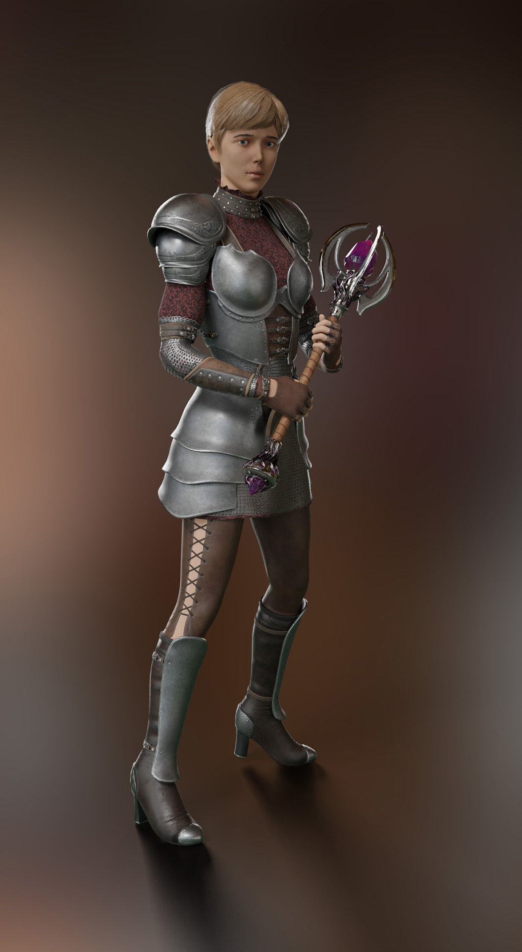 caracter low-poly 3d model   medieval fantasy girl knight Low-poly 3D model_5
