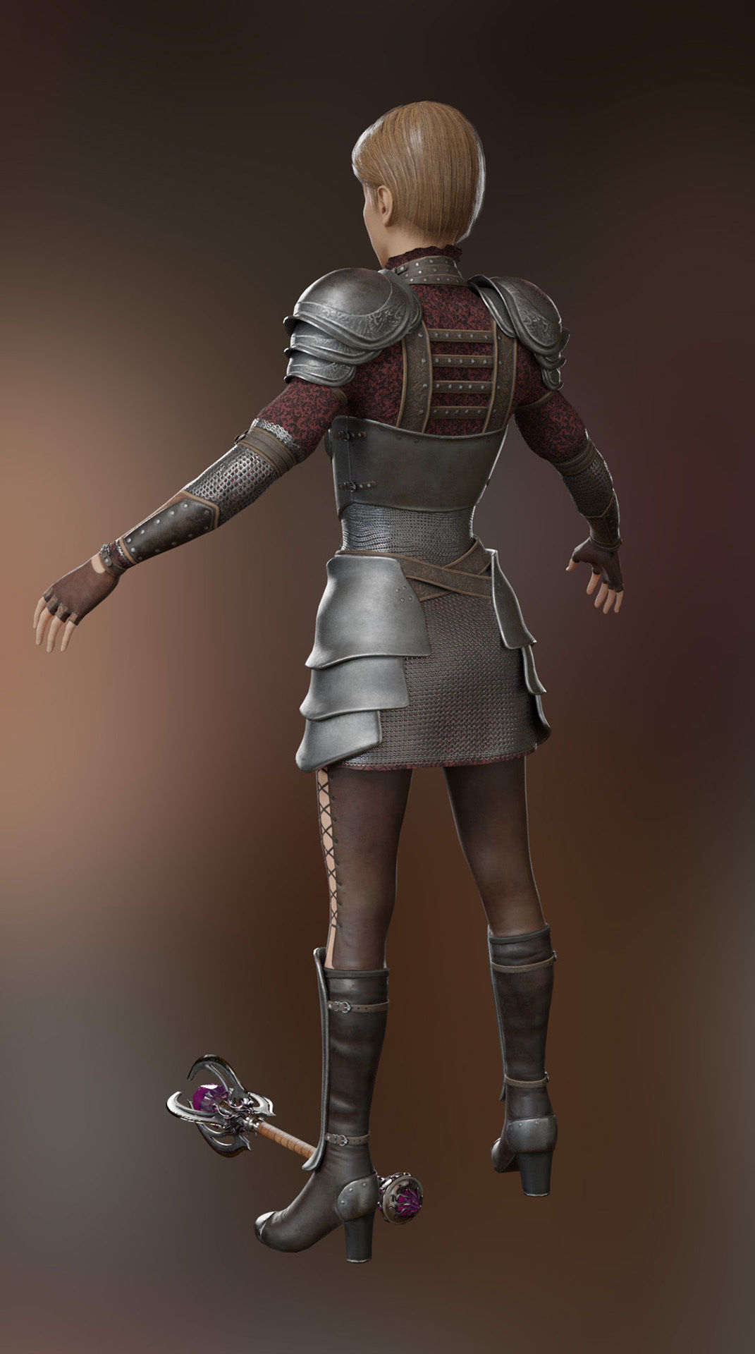 caracter low-poly 3d model   medieval fantasy girl knight Low-poly 3D model_3