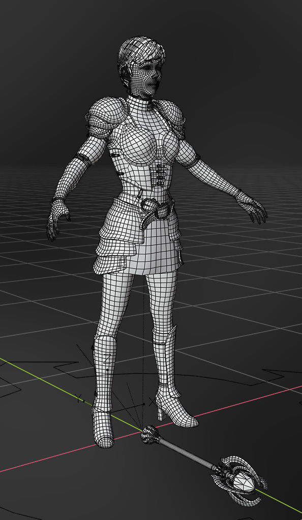caracter low-poly 3d model   medieval fantasy girl knight Low-poly 3D model_4