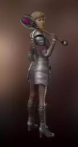caracter low-poly 3d model   medieval fantasy girl knight Low-poly 3D model