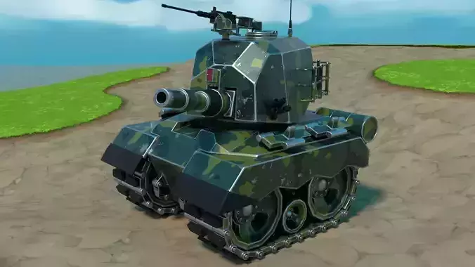 Cartoon Low Poly Animated Tank