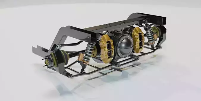 Racing Rear car truck suspension Low-poly 3D model