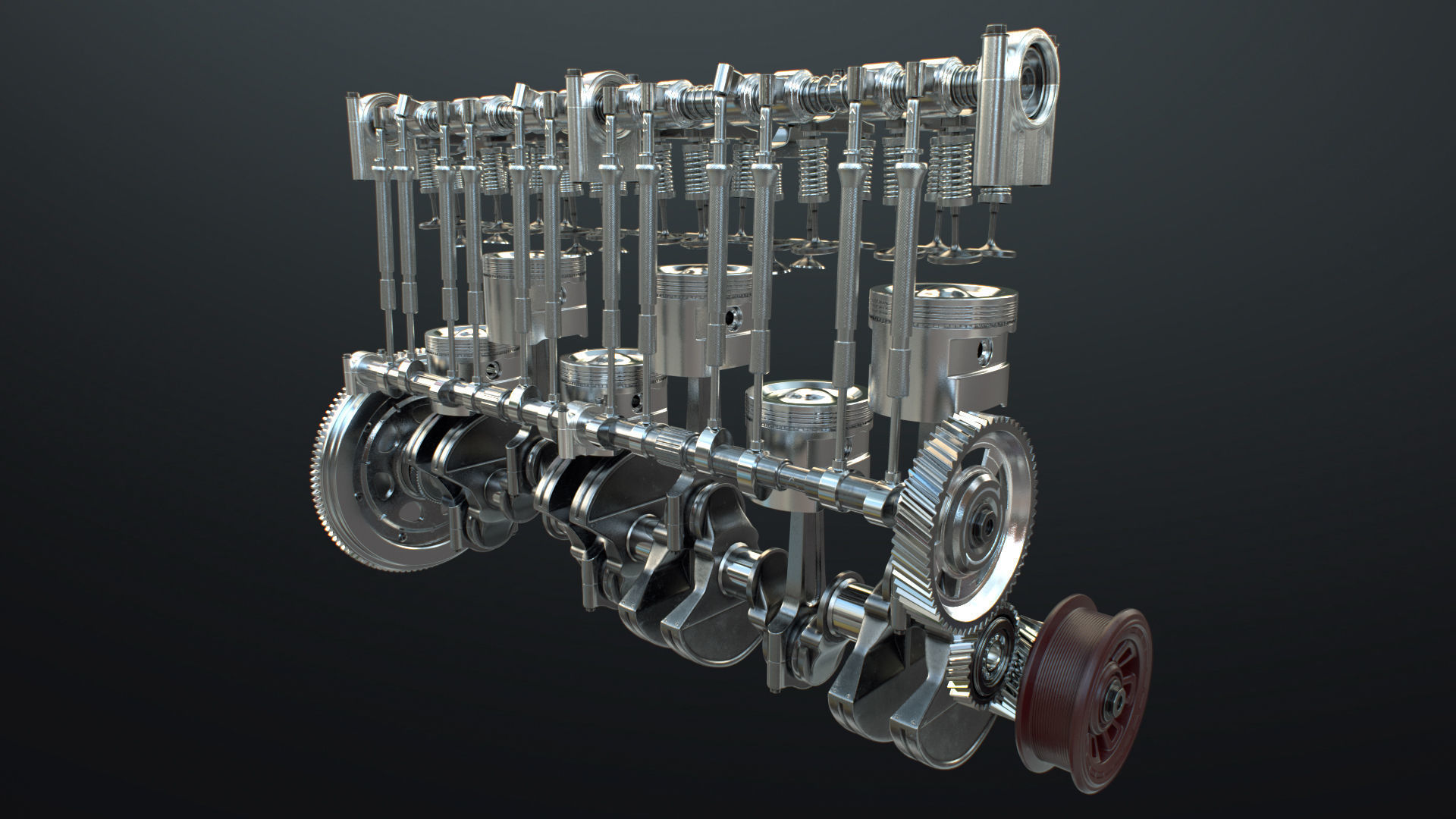 INLINE 6 Engine Working Animated 3D model_8