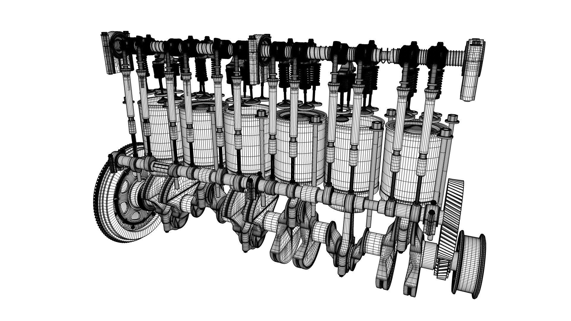 INLINE 6 Engine Working Animated 3D model_46