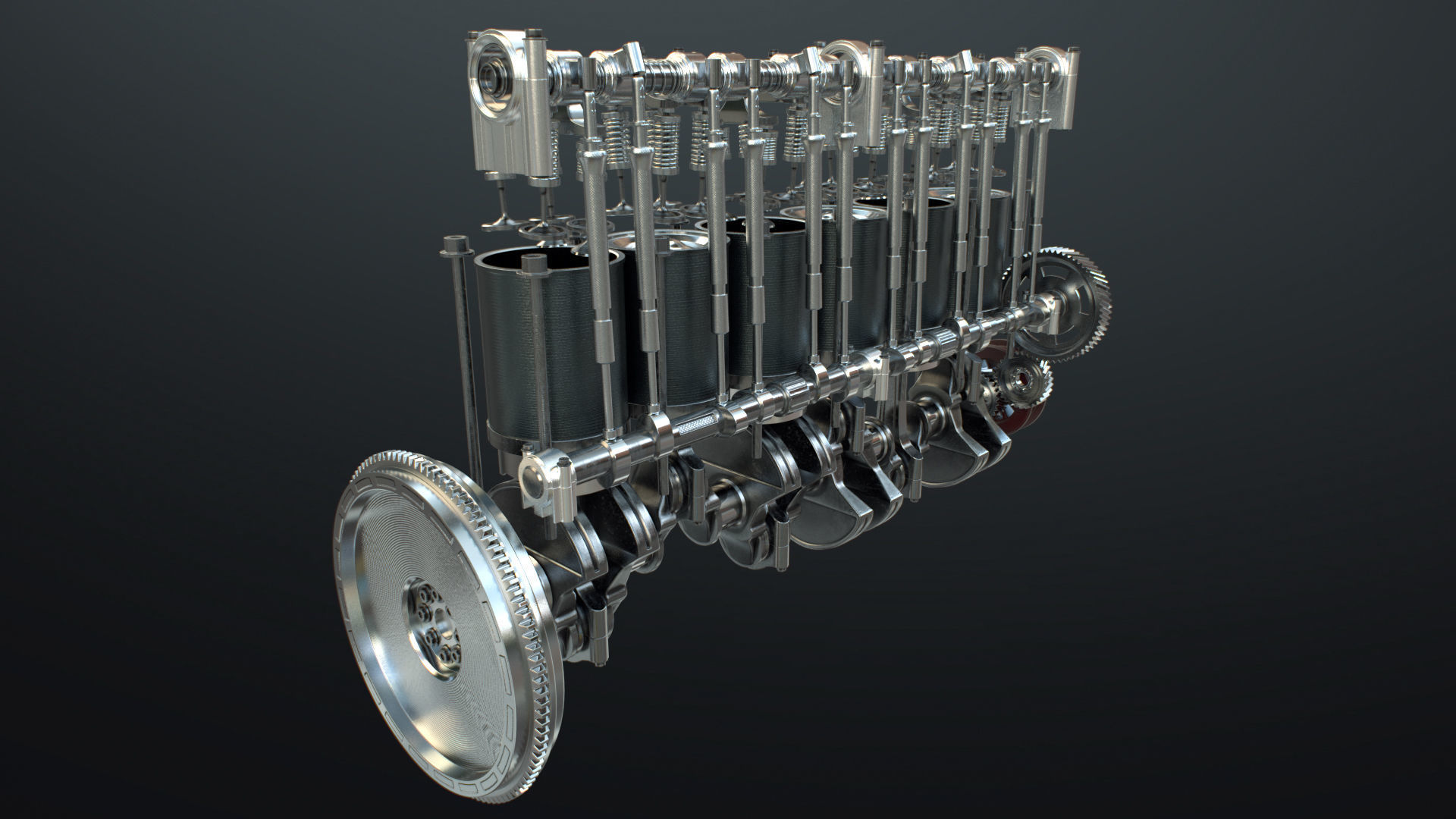 INLINE 6 Engine Working Animated 3D model_28