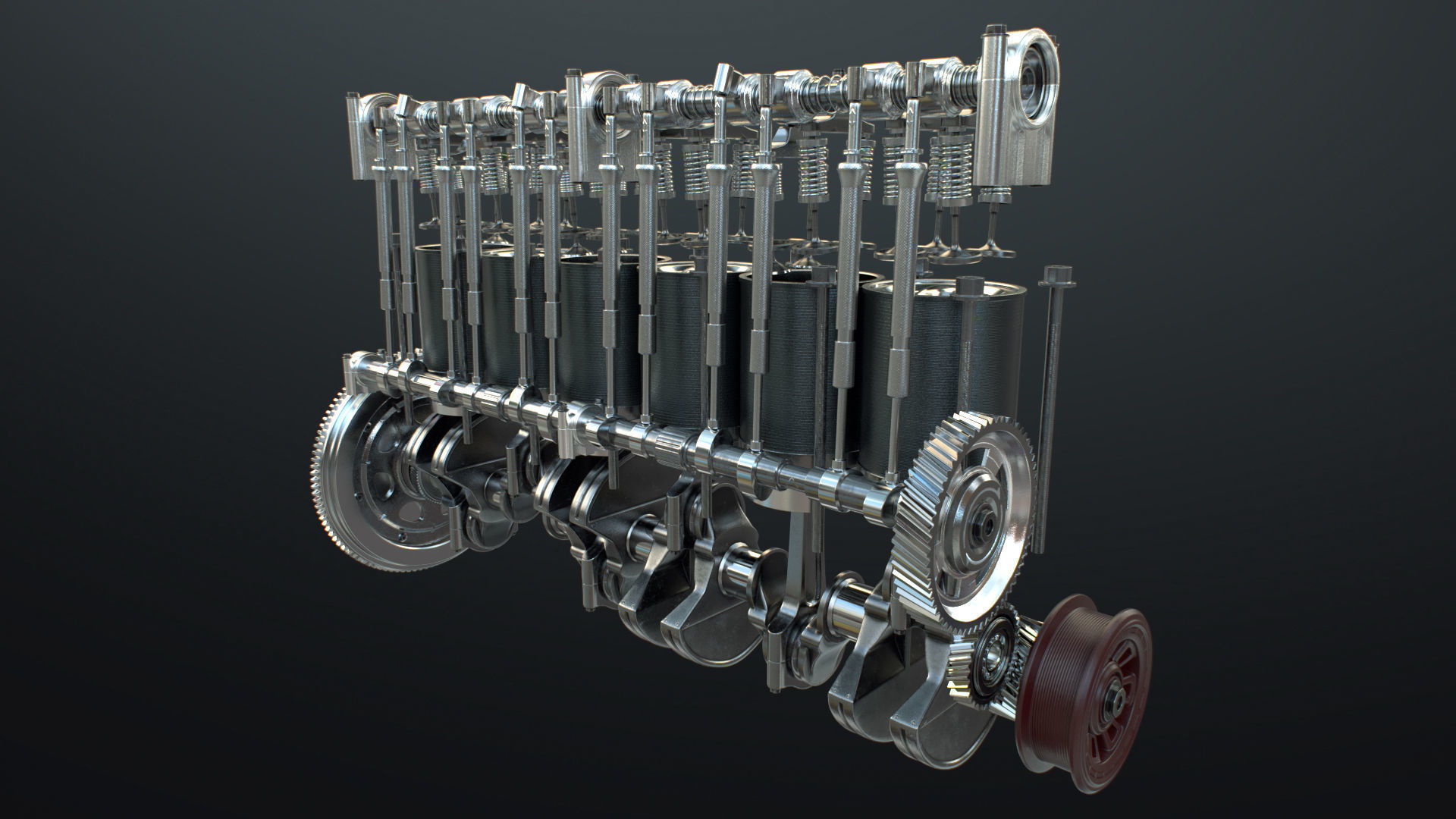 INLINE 6 Engine Working Animated 3D model_7