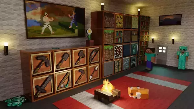 Minecraft scene model 3D model