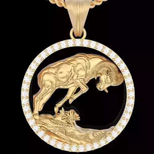 Goat pendant silver gold printable jewelry 3D model