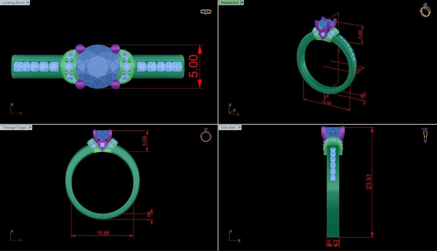 Solitaire Wedding Engagement Women Ring 3D print model_3