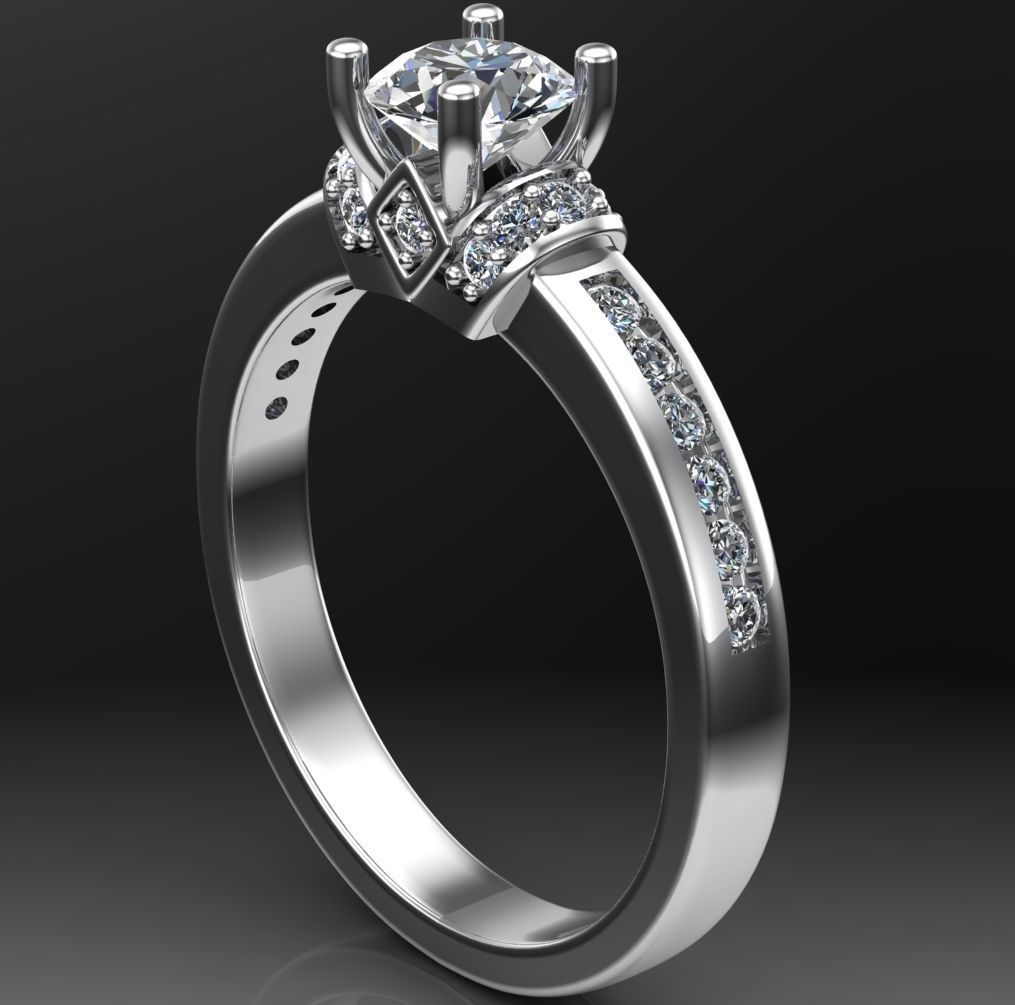 Solitaire Wedding Engagement Women Ring 3D print model_1
