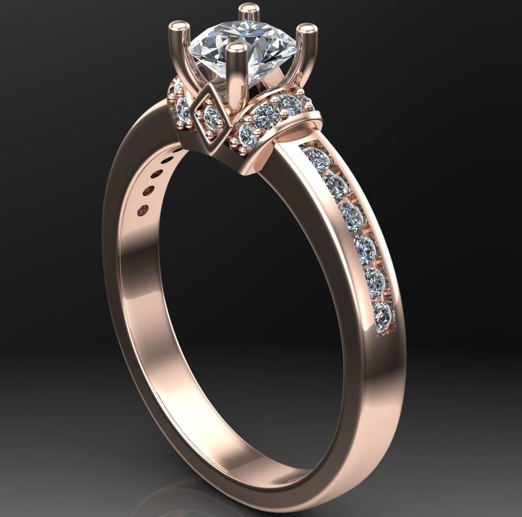 Solitaire Wedding Engagement Women Ring 3D print model_2