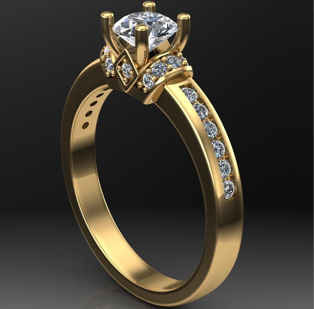 Solitaire Wedding Engagement Women Ring 3D print model_10