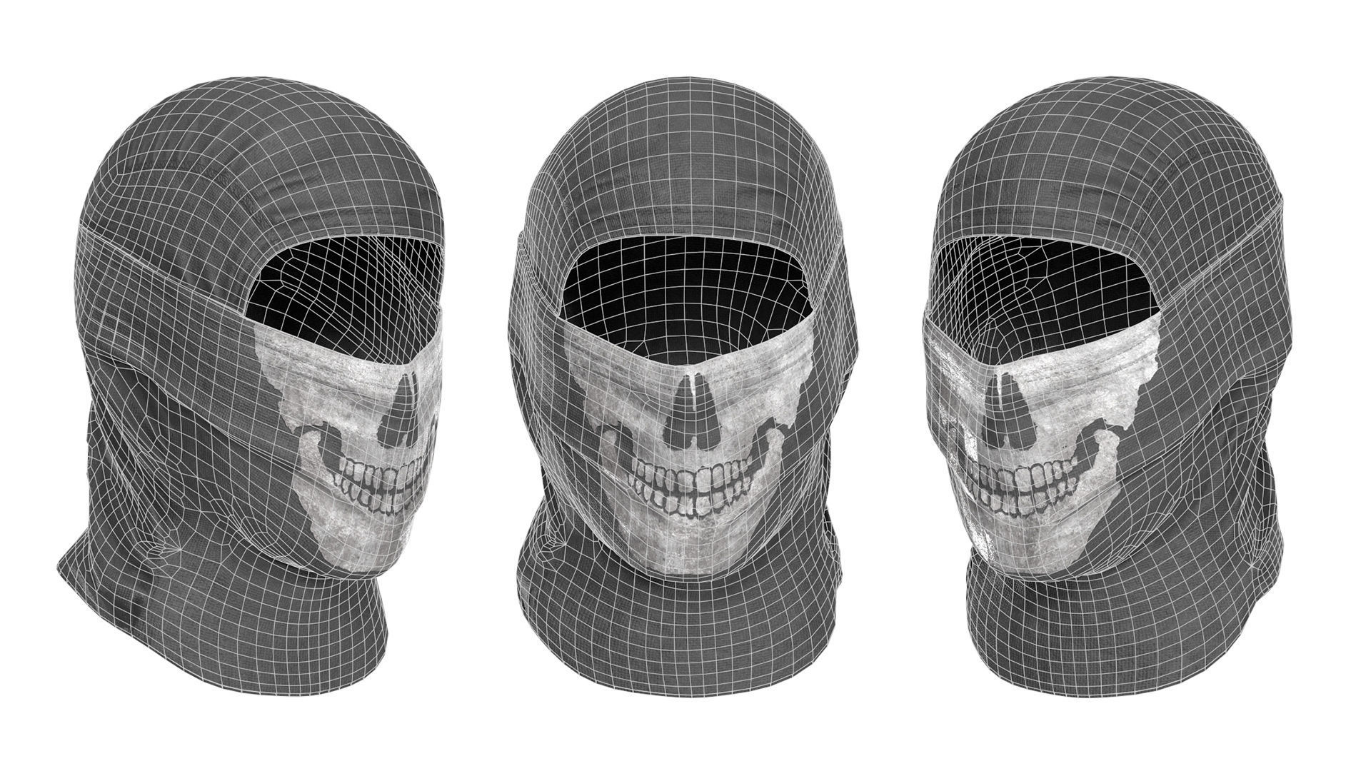 MILITARY Game Ready Ghost Head and Balaclava Low-poly 3D model_7