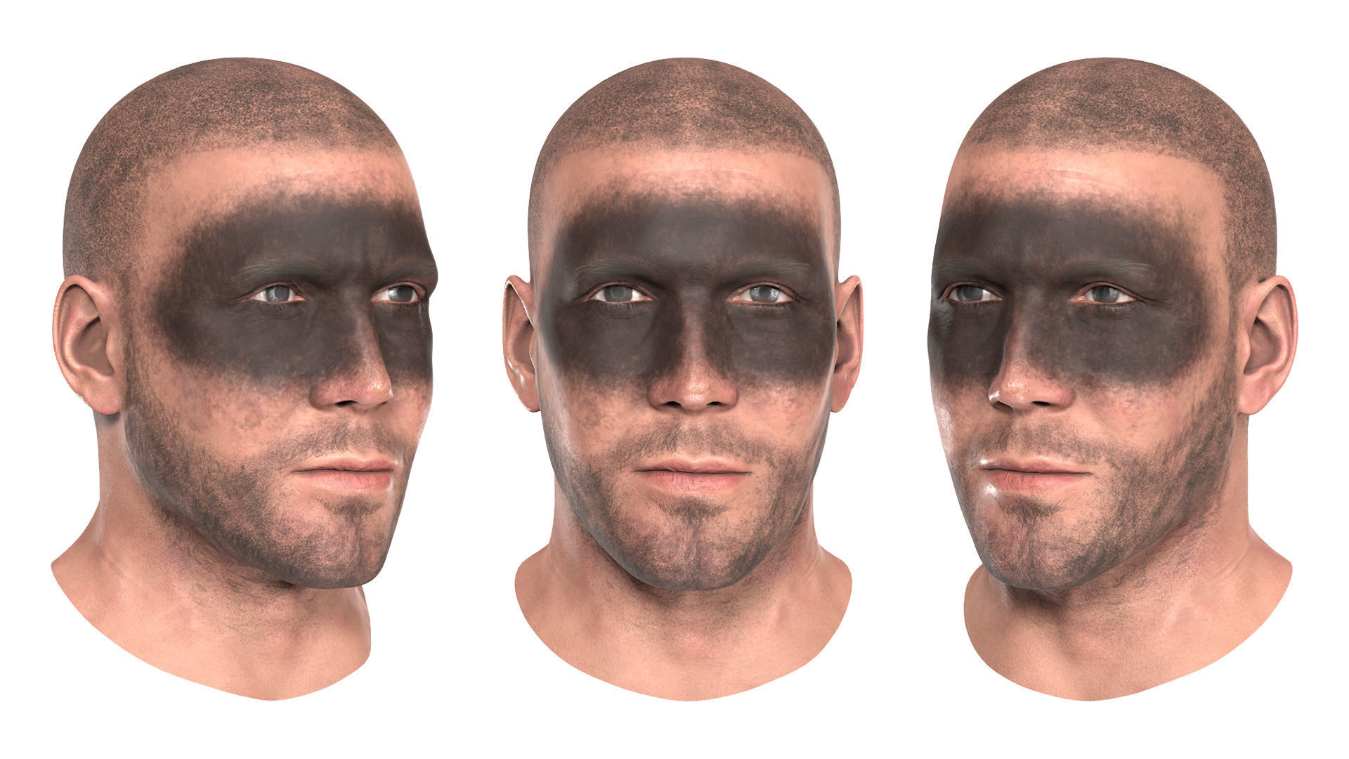 MILITARY Game Ready Ghost Head and Balaclava Low-poly 3D model_4