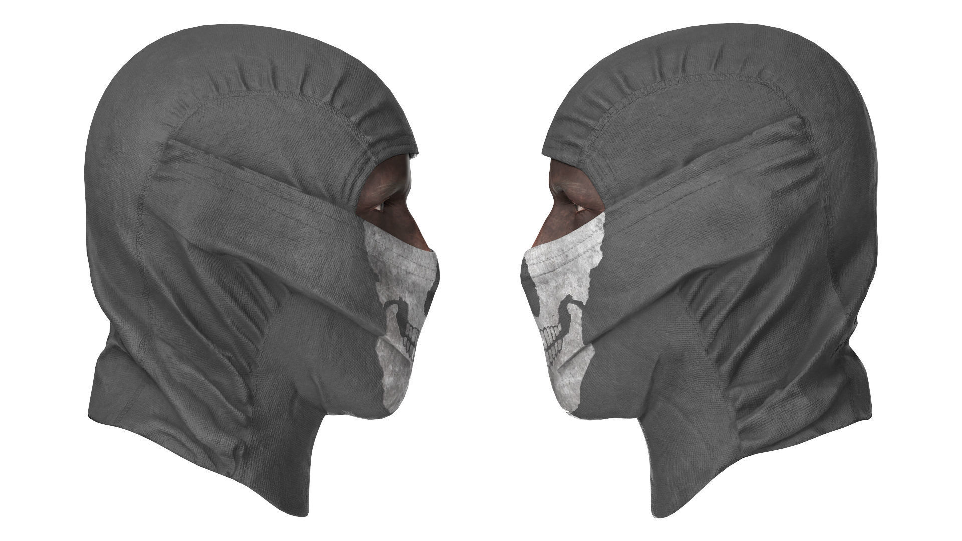 MILITARY Game Ready Ghost Head and Balaclava Low-poly 3D model_2