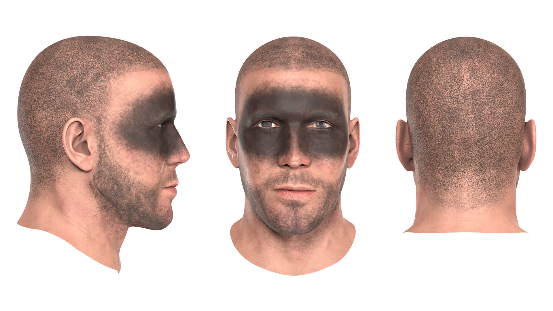 MILITARY Game Ready Ghost Head and Balaclava Low-poly 3D model_5