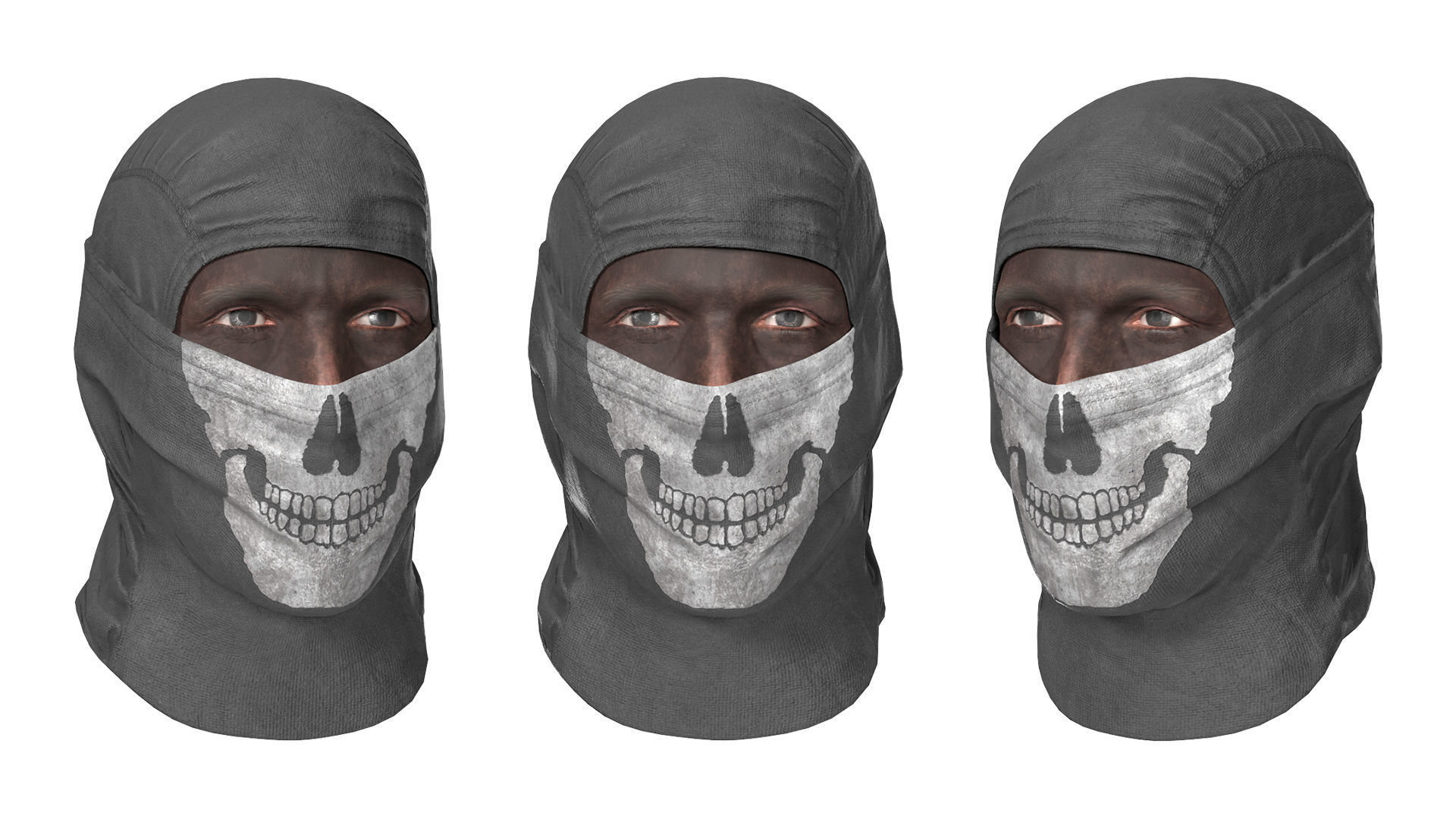 MILITARY Game Ready Ghost Head and Balaclava Low-poly 3D model_1