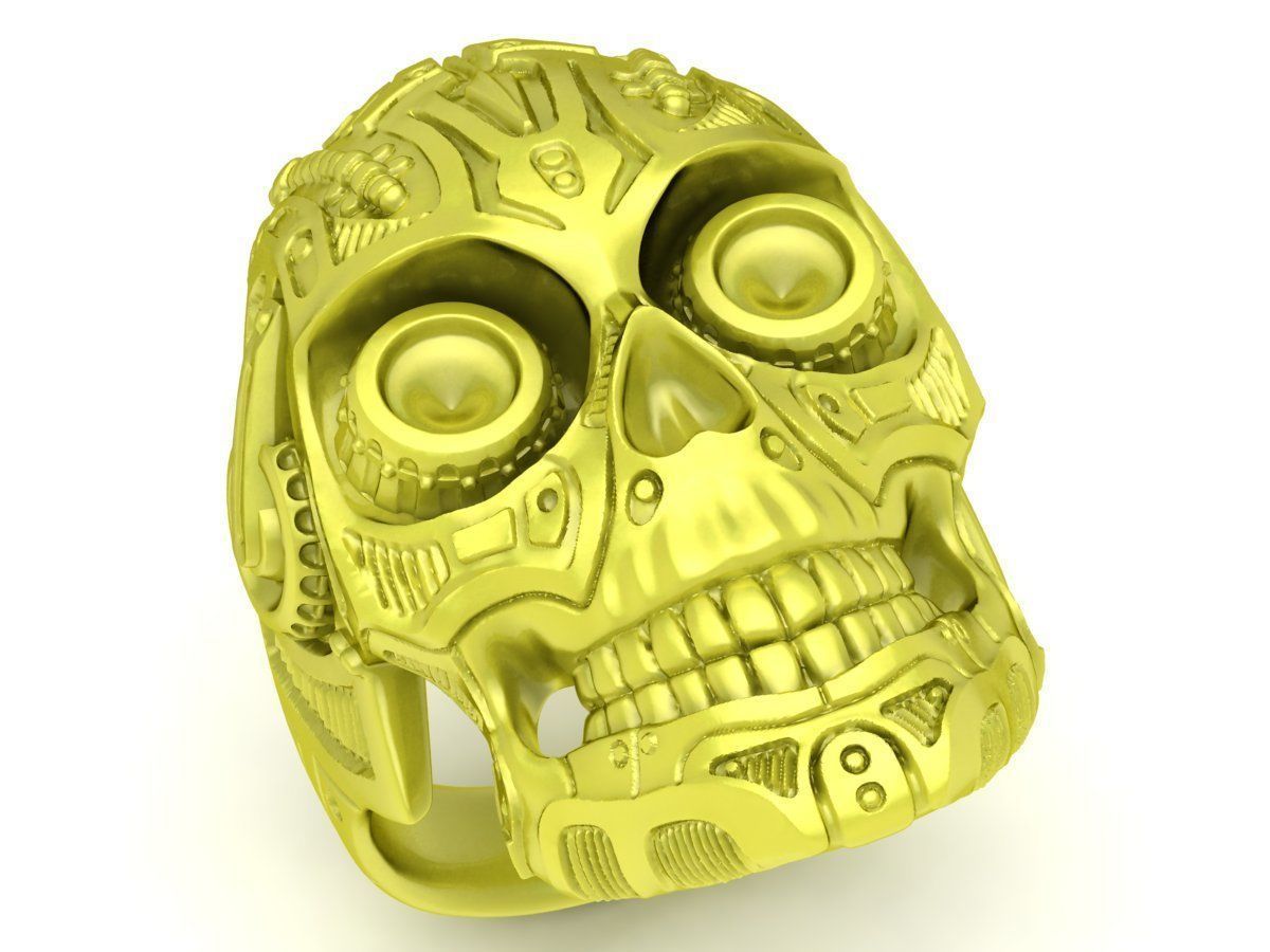 Mechanic Skull Ring 4057 3D print model_1