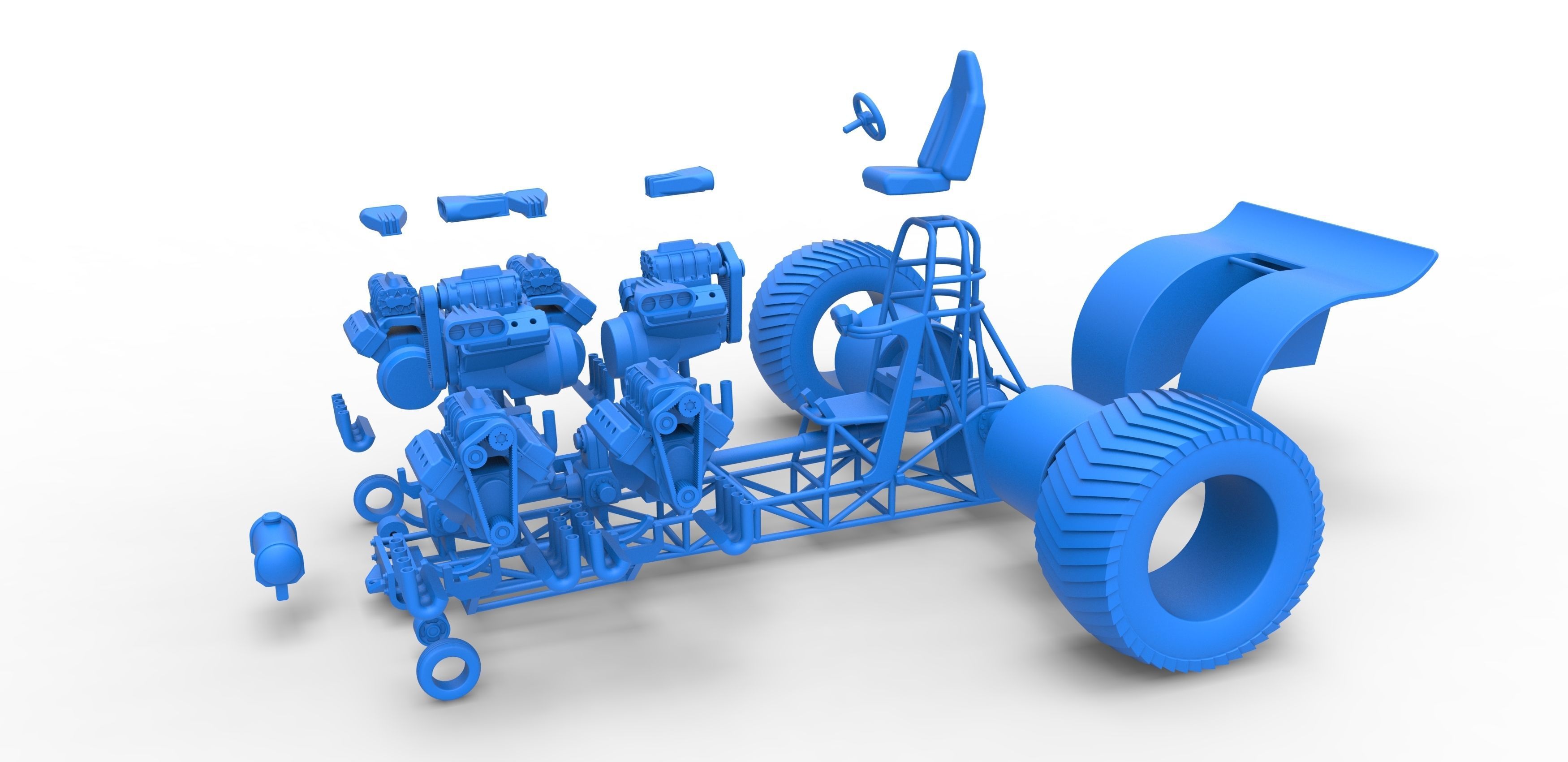 Pulling tractor with 6 engines V8 Version 2 Scale 1 to 25 3D print model_29