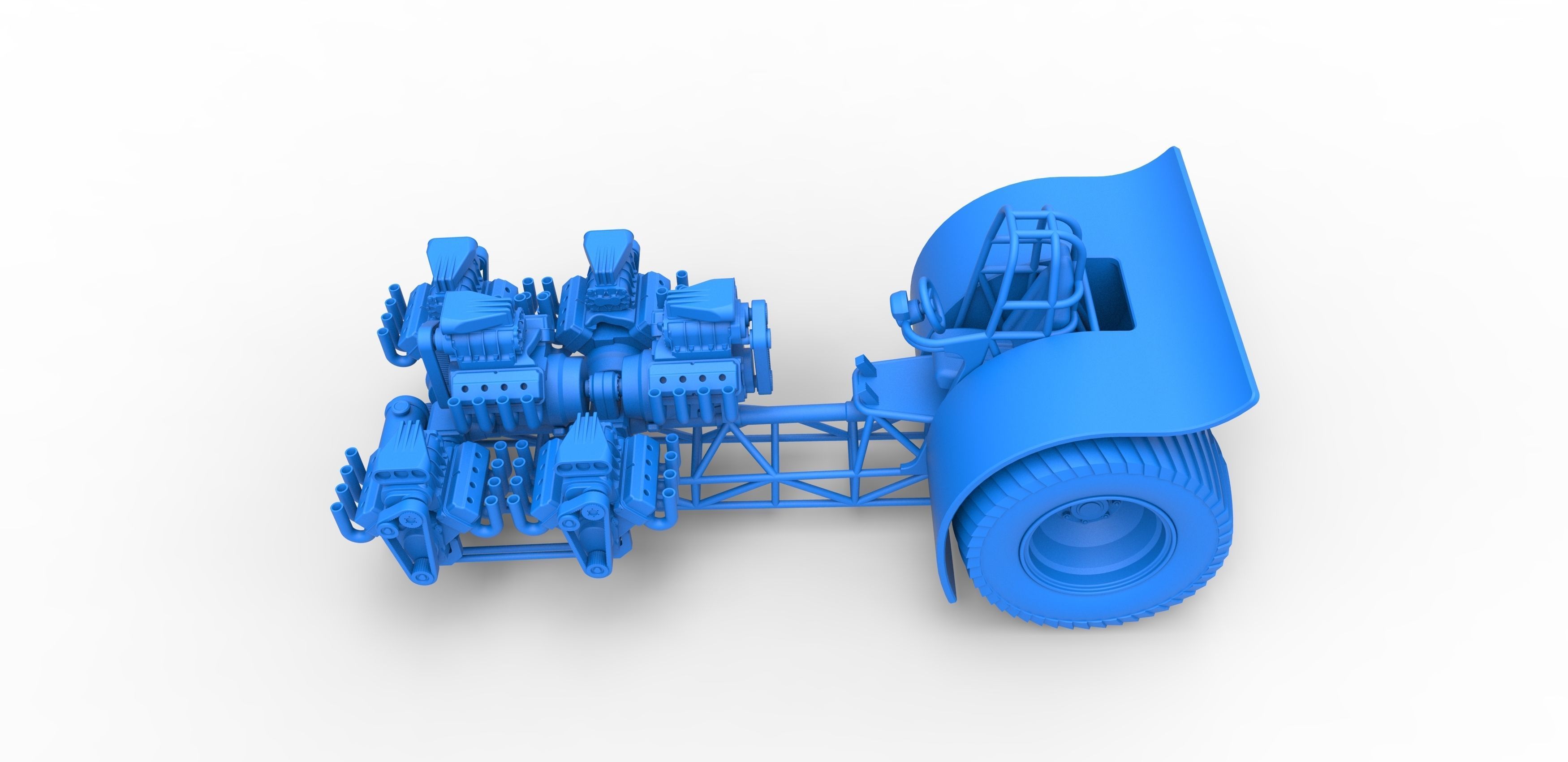 Pulling tractor with 6 engines V8 Version 2 Scale 1 to 25 3D print model_23