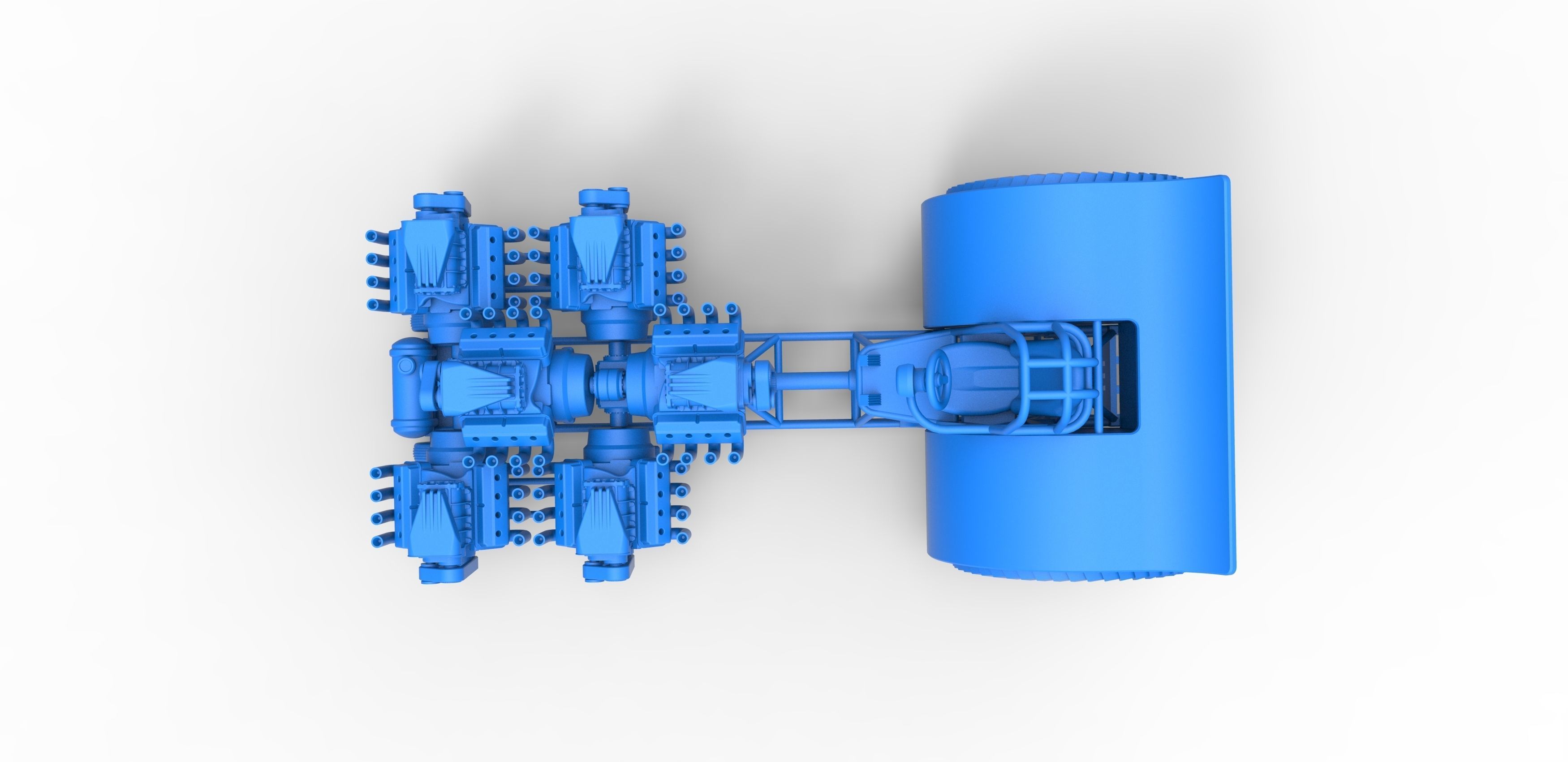 Pulling tractor with 6 engines V8 Version 2 Scale 1 to 25 3D print model_24