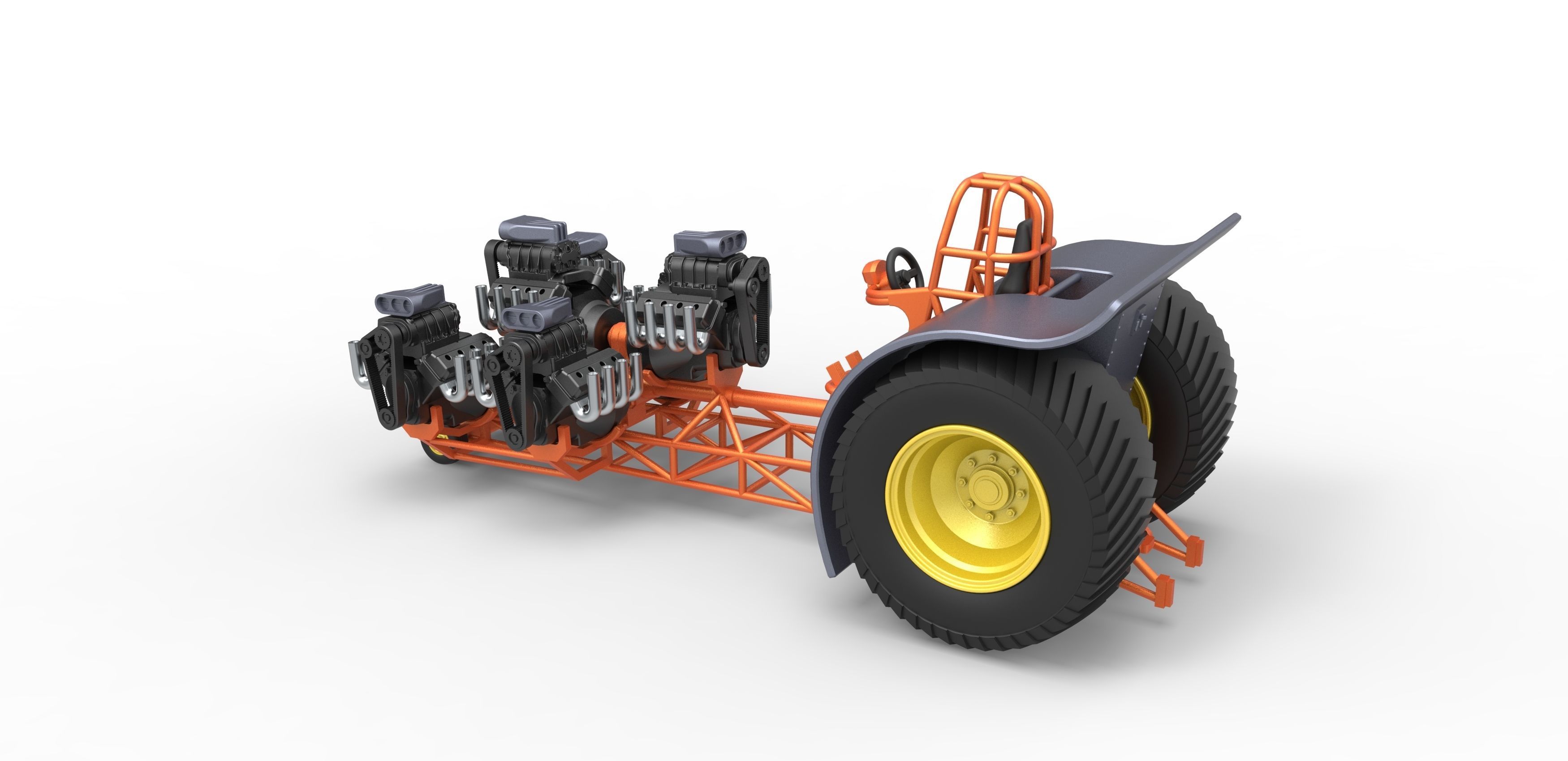 Pulling tractor with 6 engines V8 Version 2 Scale 1 to 25 3D print model_11