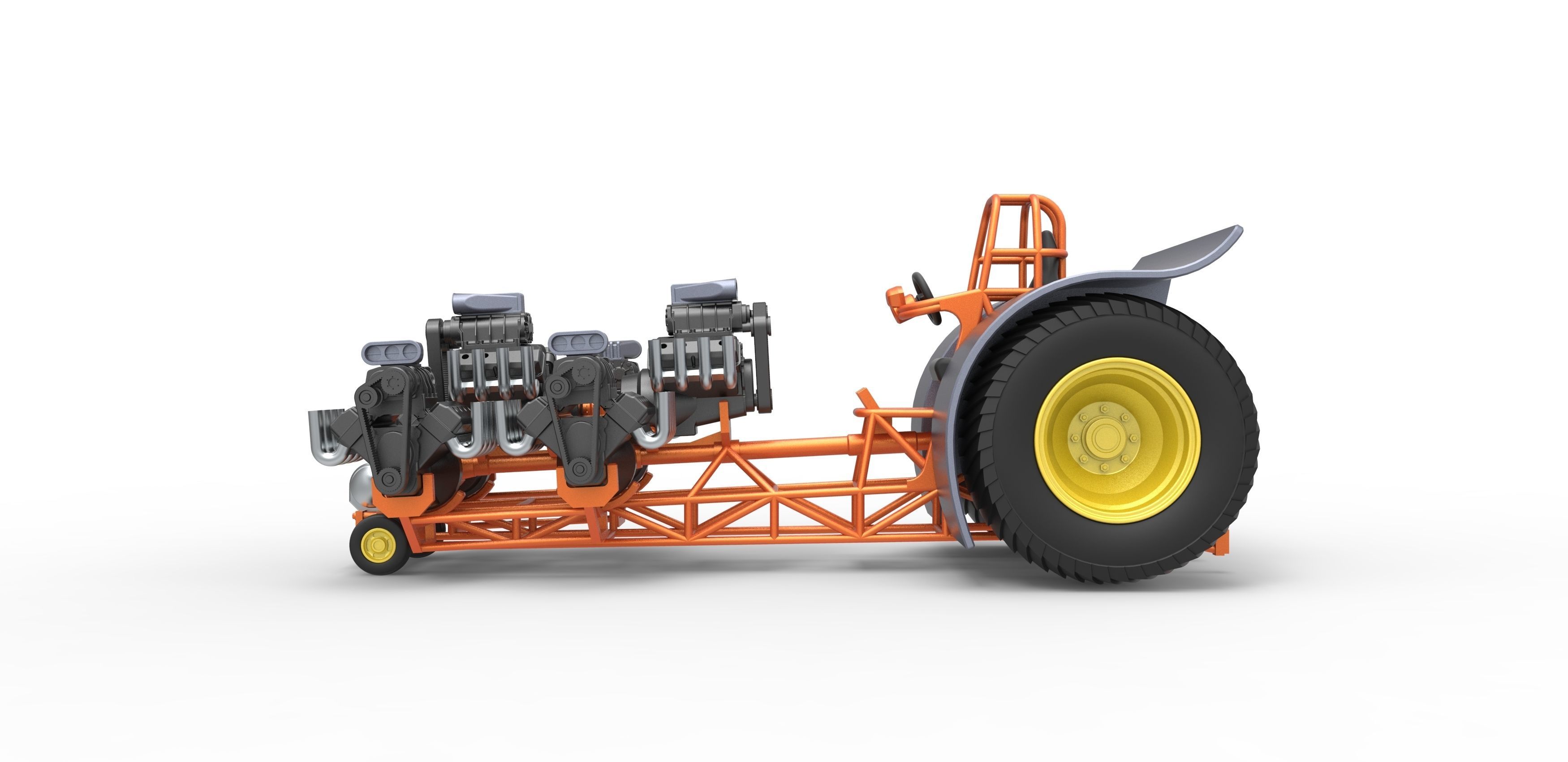 Pulling tractor with 6 engines V8 Version 2 Scale 1 to 25 3D print model_8