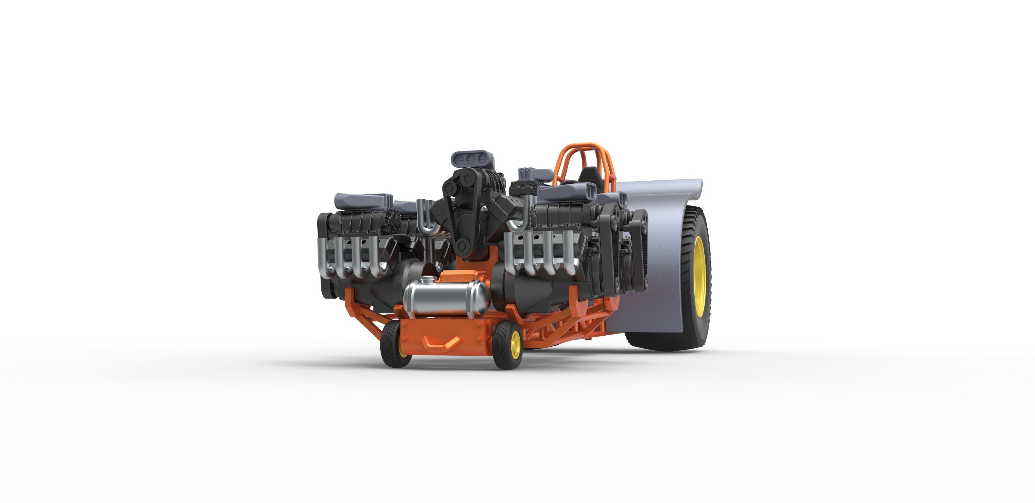 Pulling tractor with 6 engines V8 Version 2 Scale 1 to 25 3D print model_5