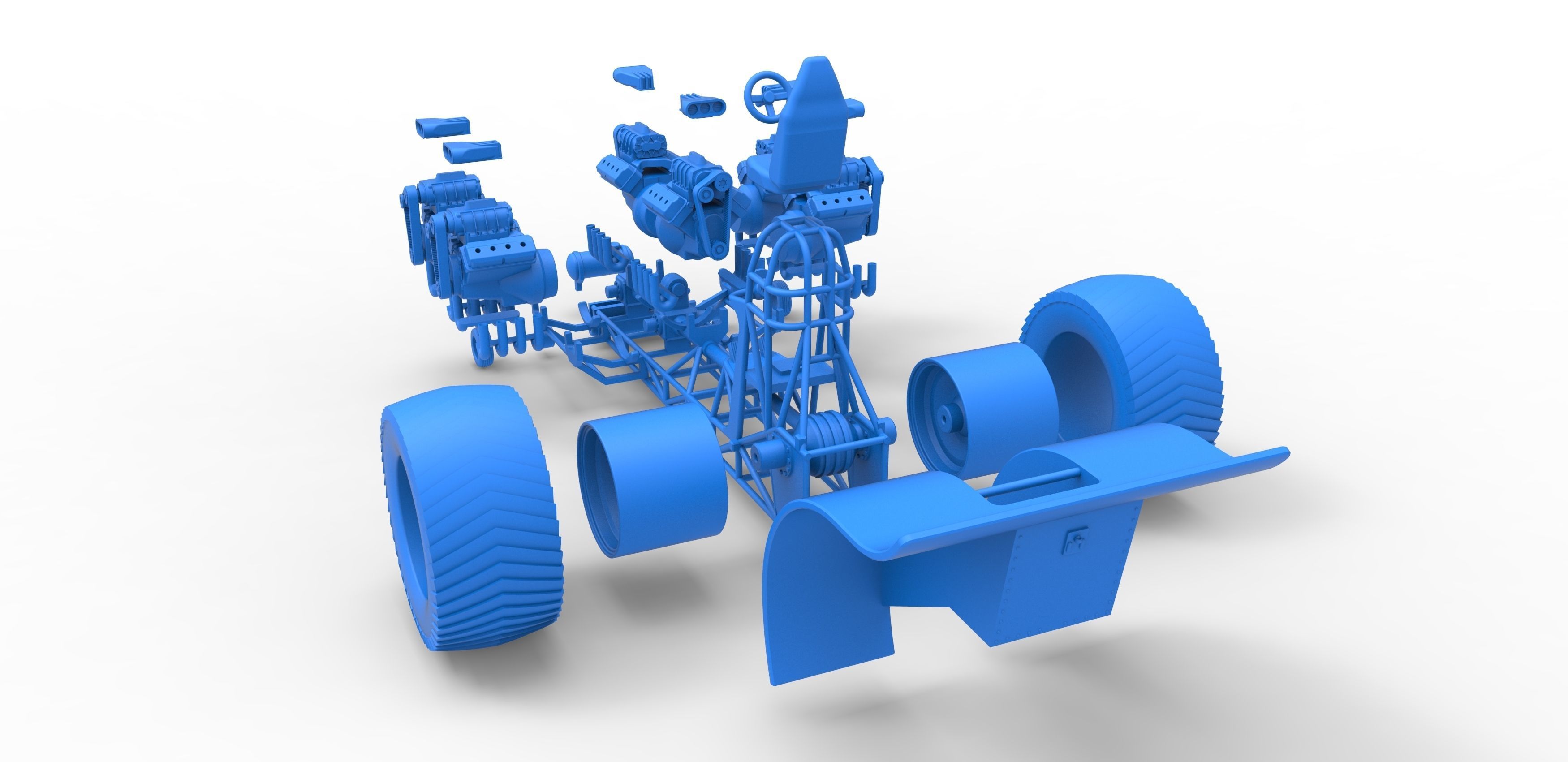 Pulling tractor with 6 engines V8 Version 2 Scale 1 to 25 3D print model_35