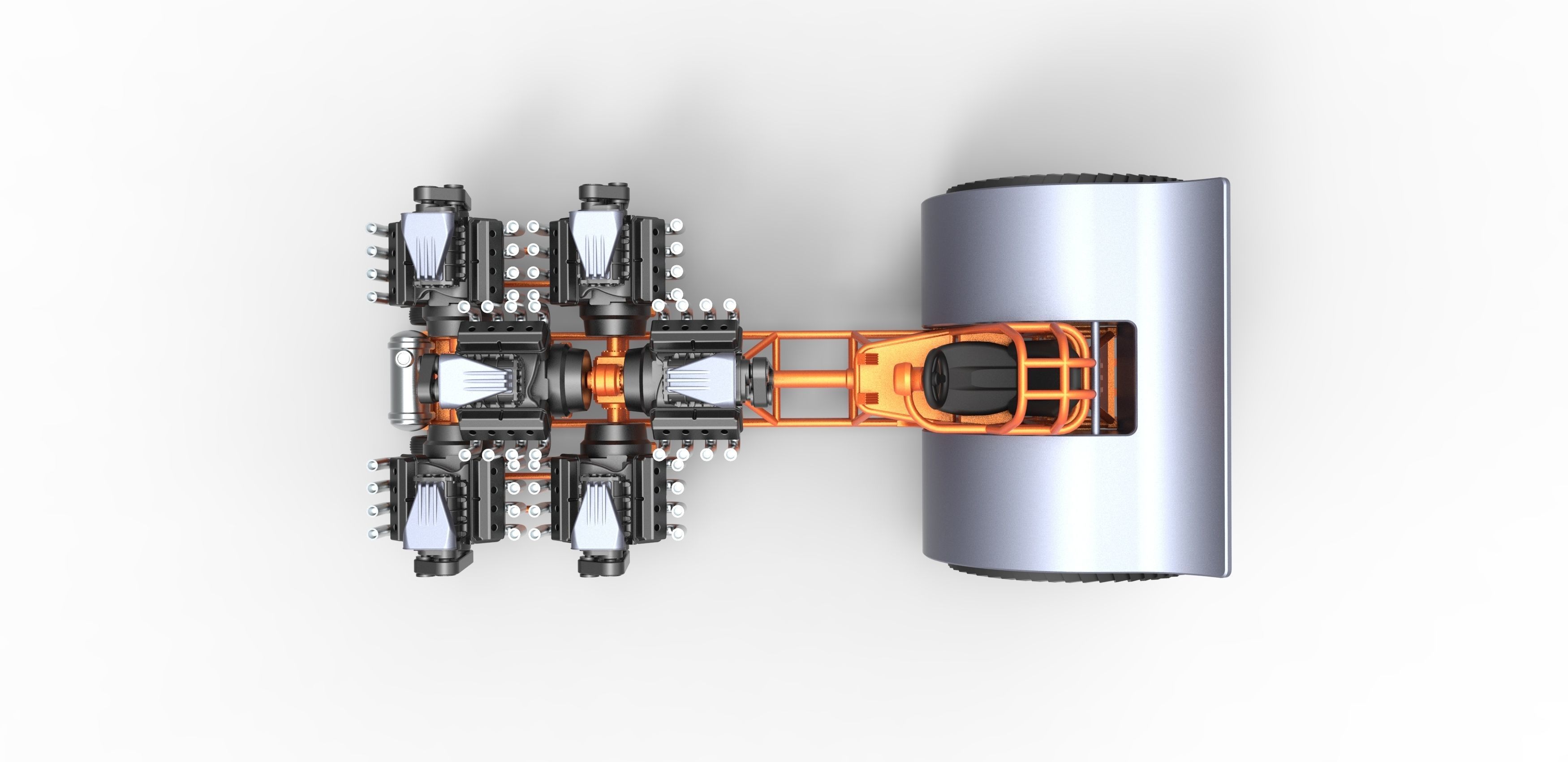 Pulling tractor with 6 engines V8 Version 2 Scale 1 to 25 3D print model_10