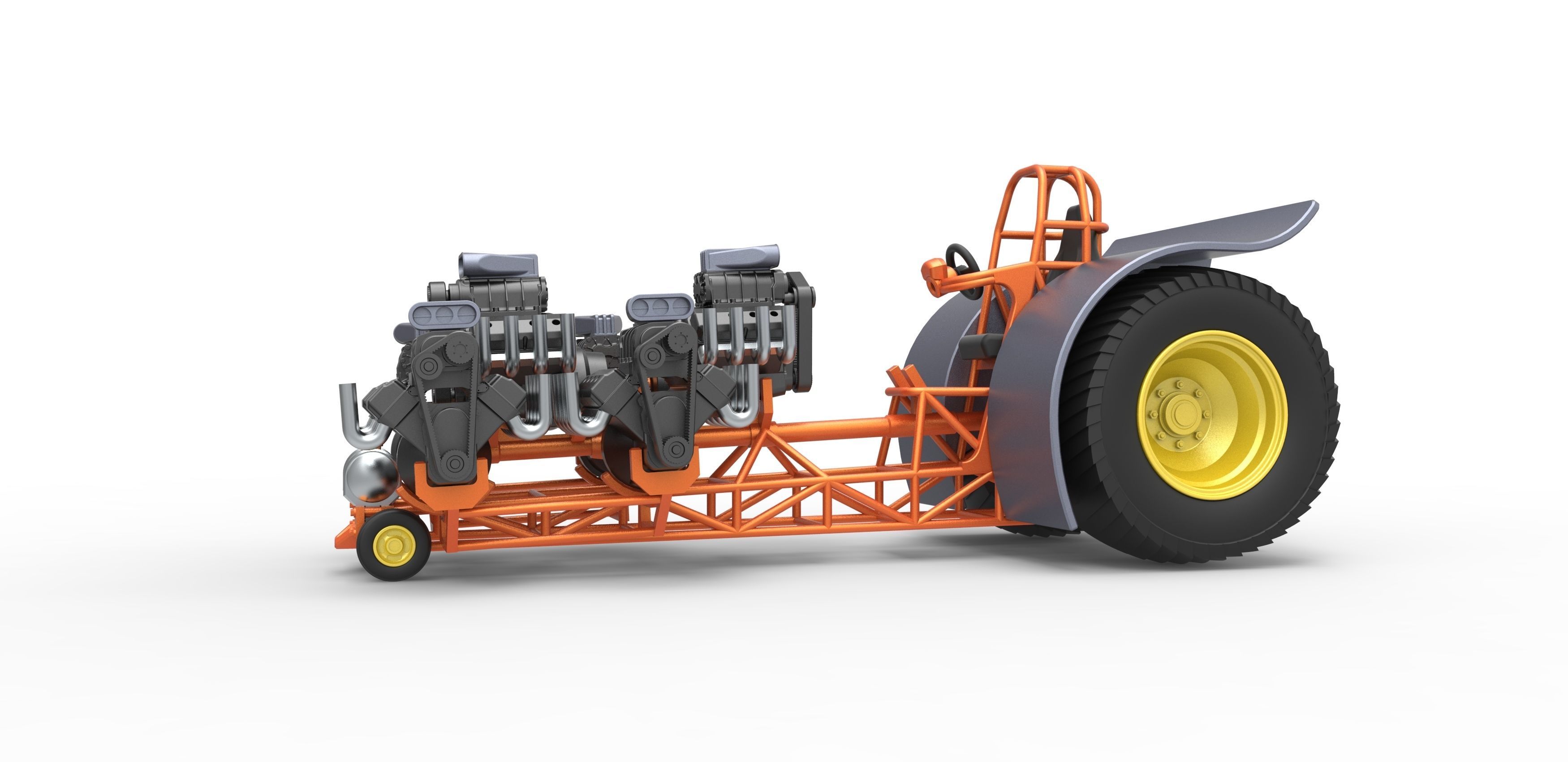 Pulling tractor with 6 engines V8 Version 2 Scale 1 to 25 3D print model_3