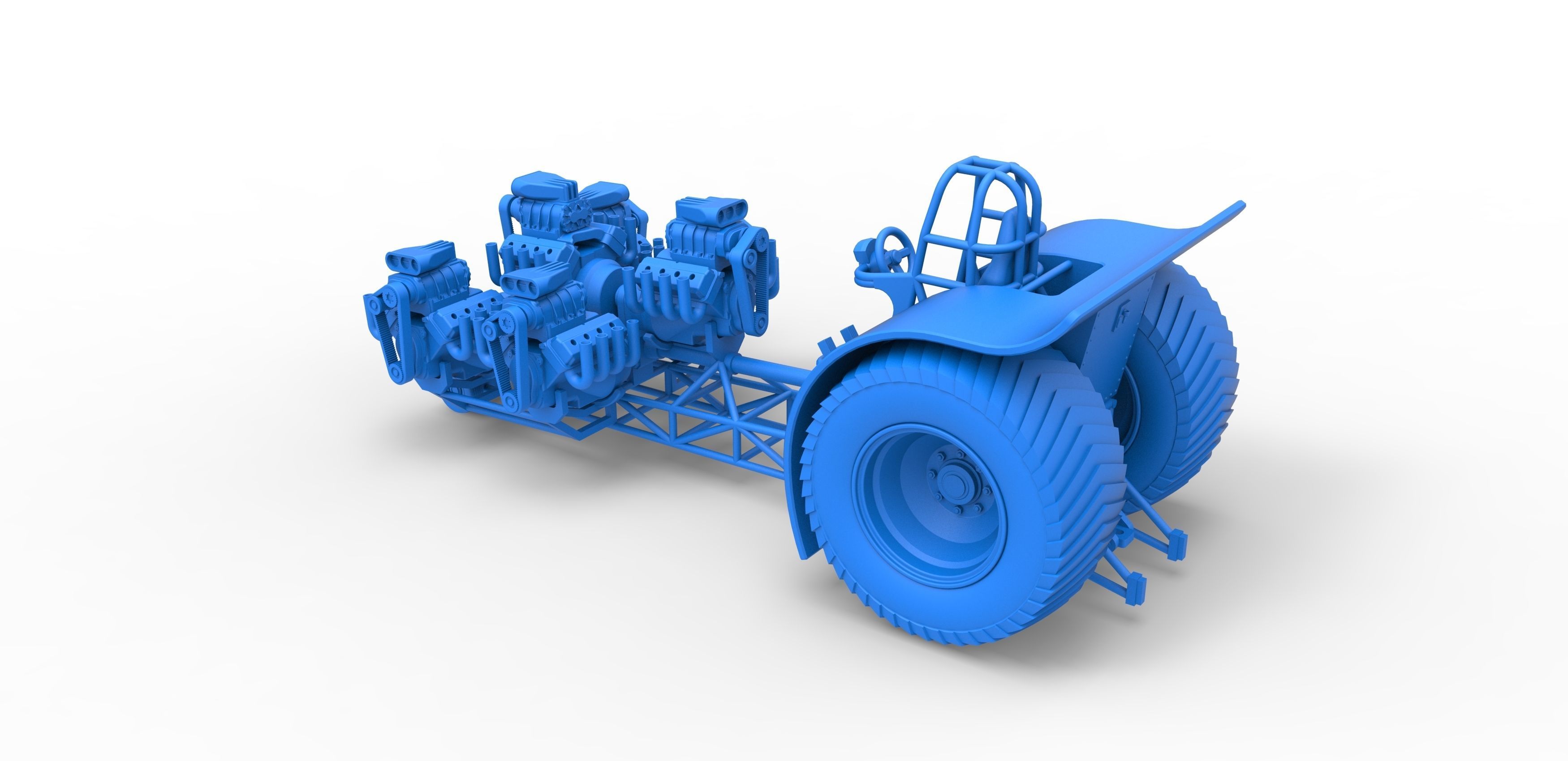 Pulling tractor with 6 engines V8 Version 2 Scale 1 to 25 3D print model_25