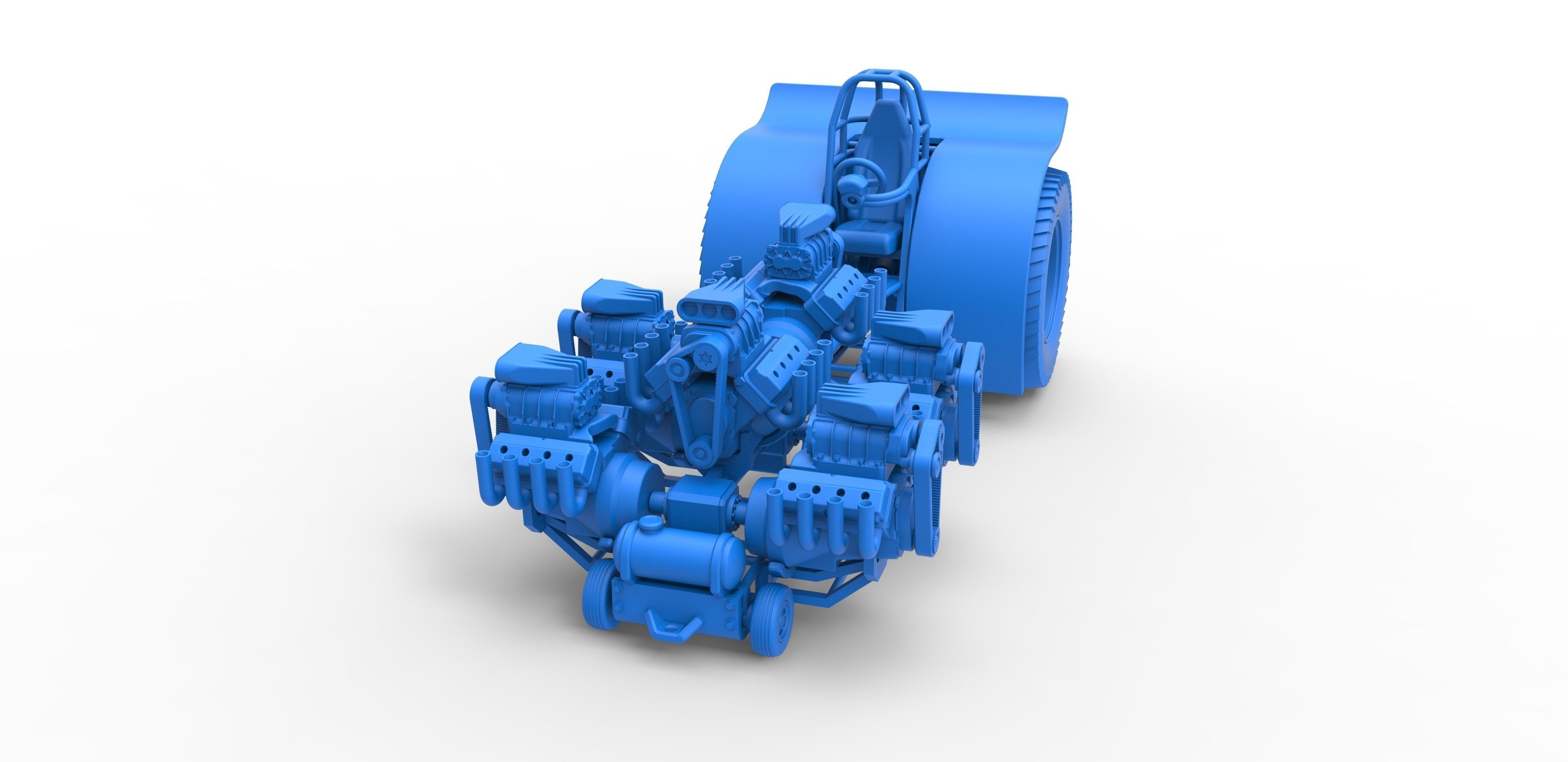 Pulling tractor with 6 engines V8 Version 2 Scale 1 to 25 3D print model_18
