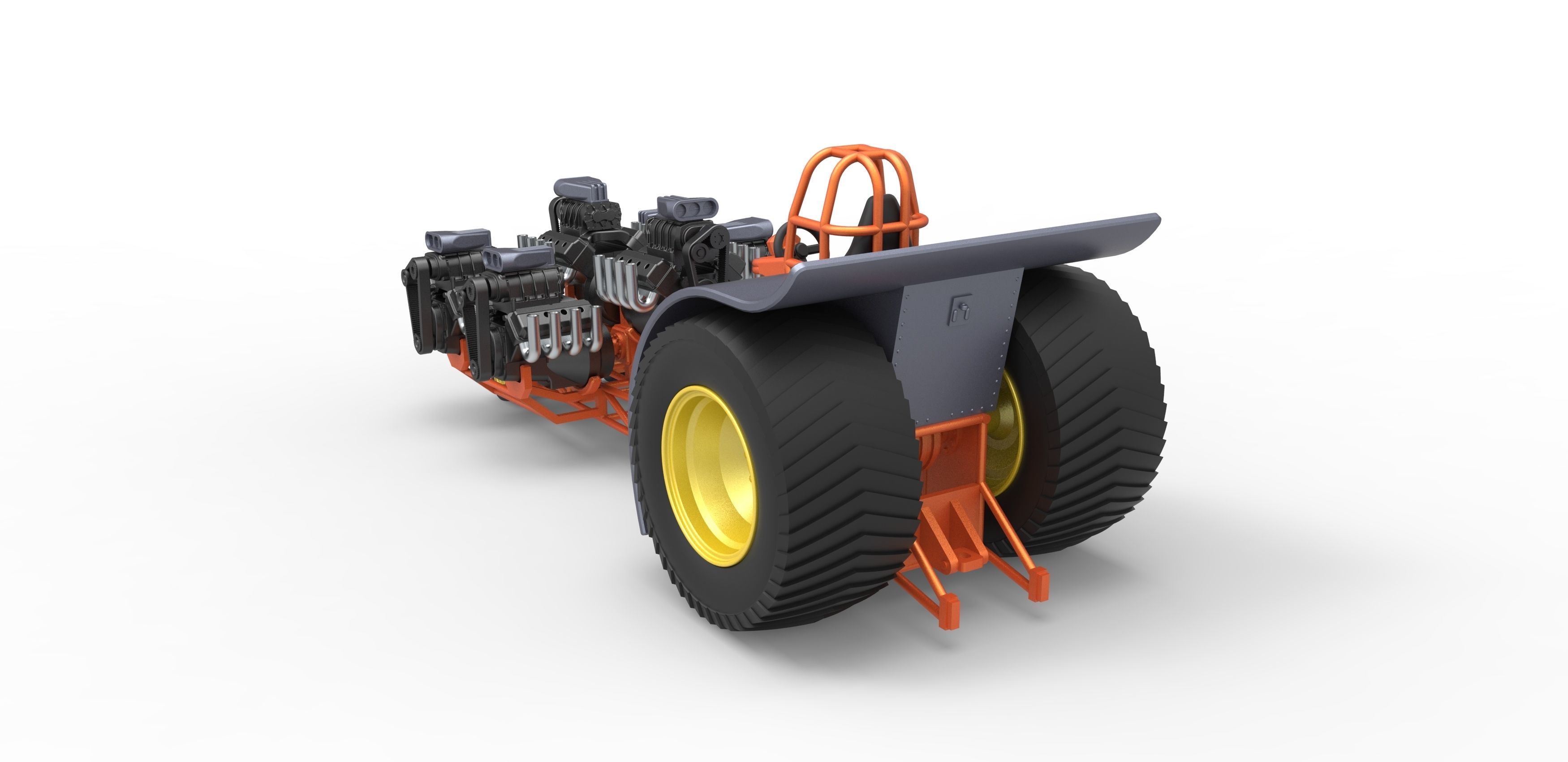 Pulling tractor with 6 engines V8 Version 2 Scale 1 to 25 3D print model_12
