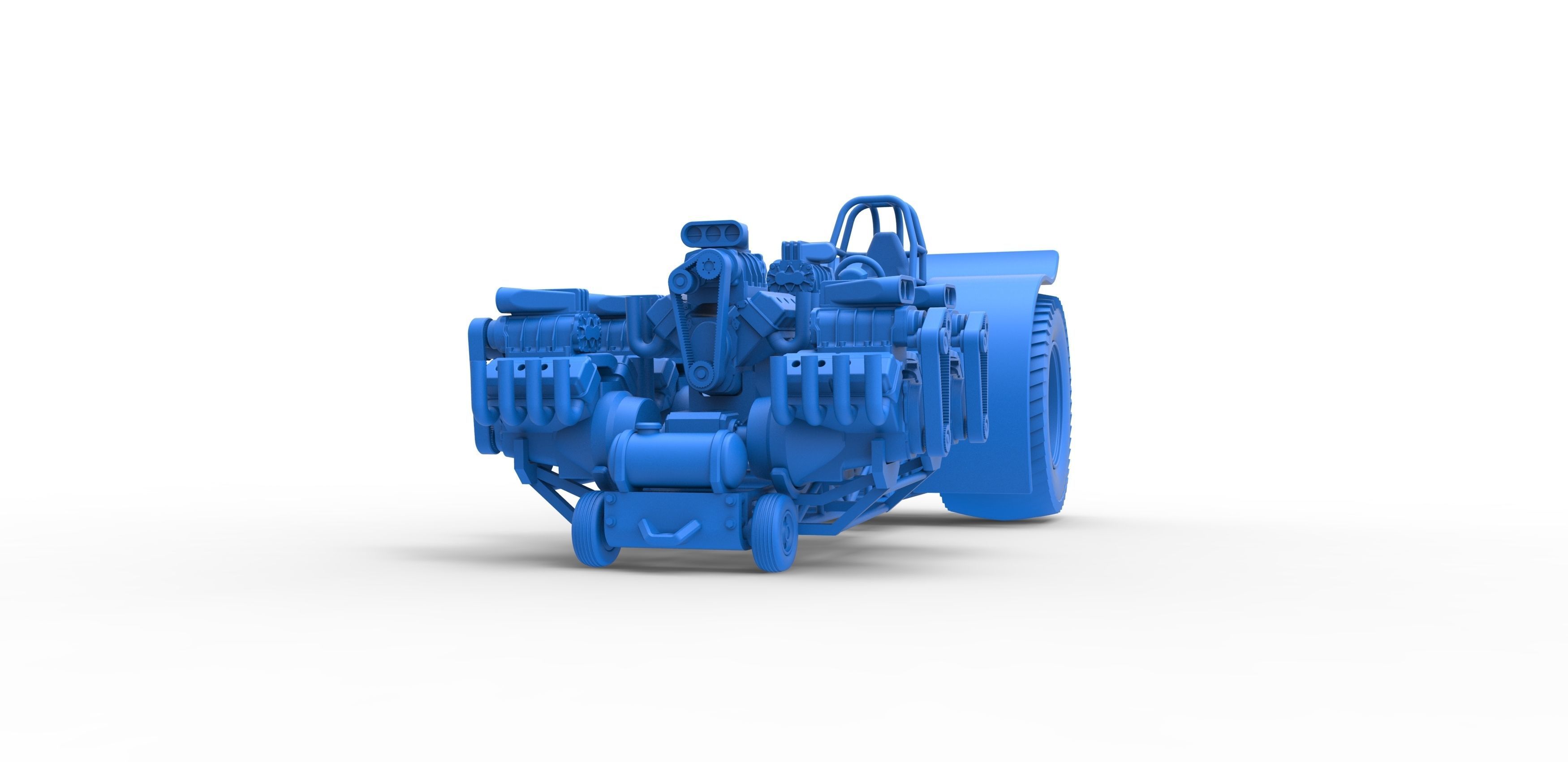 Pulling tractor with 6 engines V8 Version 2 Scale 1 to 25 3D print model_19