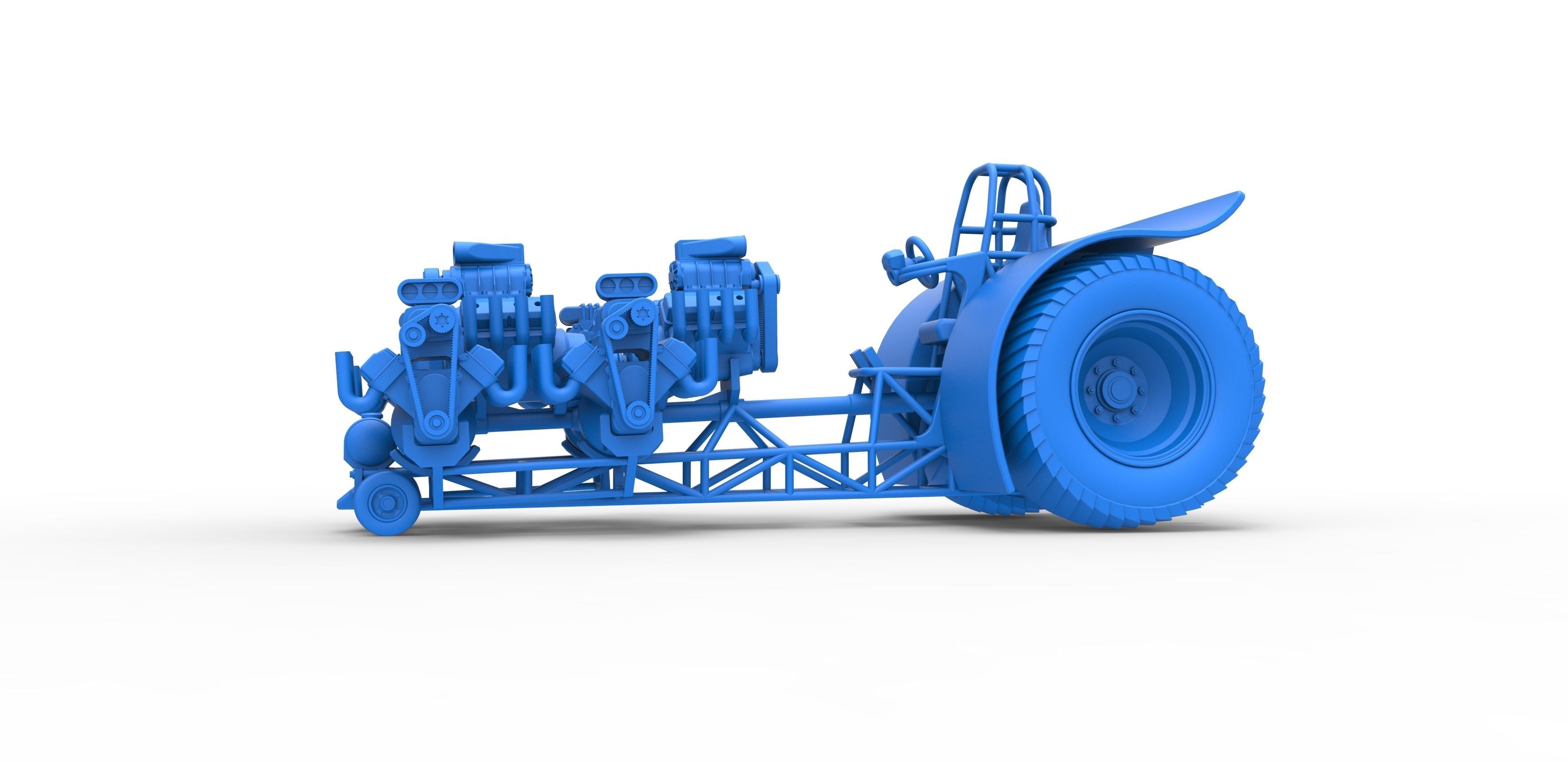 Pulling tractor with 6 engines V8 Version 2 Scale 1 to 25 3D print model_17