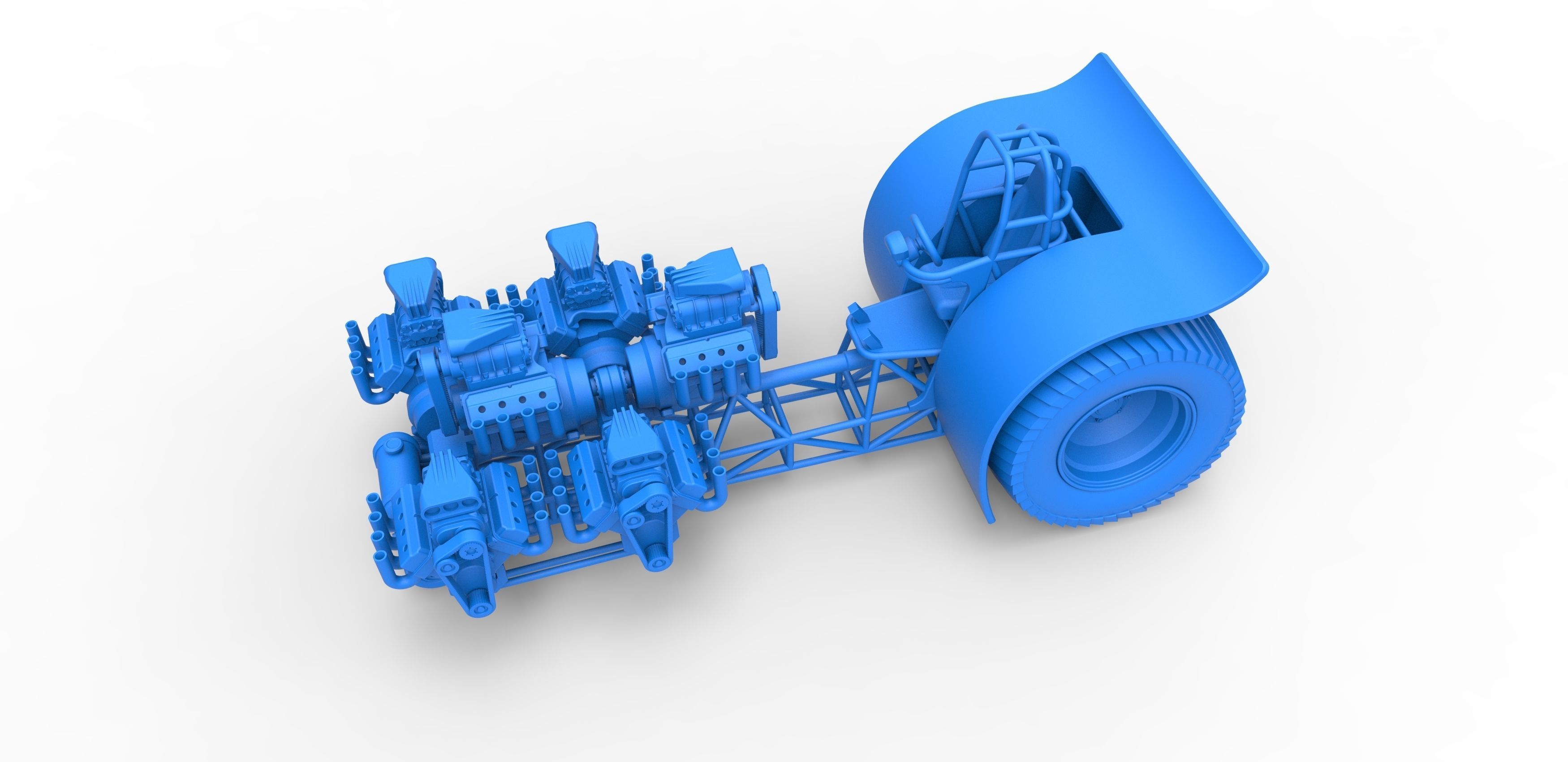 Pulling tractor with 6 engines V8 Version 2 Scale 1 to 25 3D print model_16