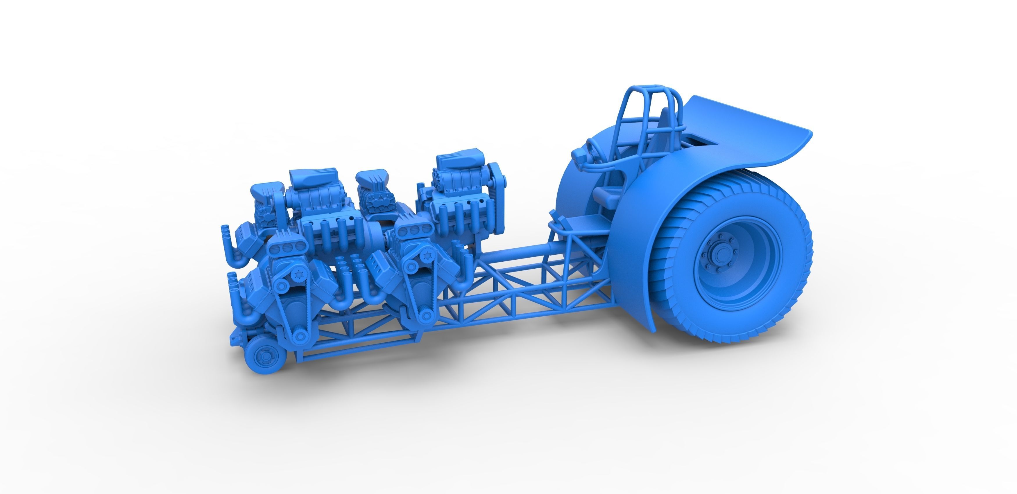 Pulling tractor with 6 engines V8 Version 2 Scale 1 to 25 3D print model_15