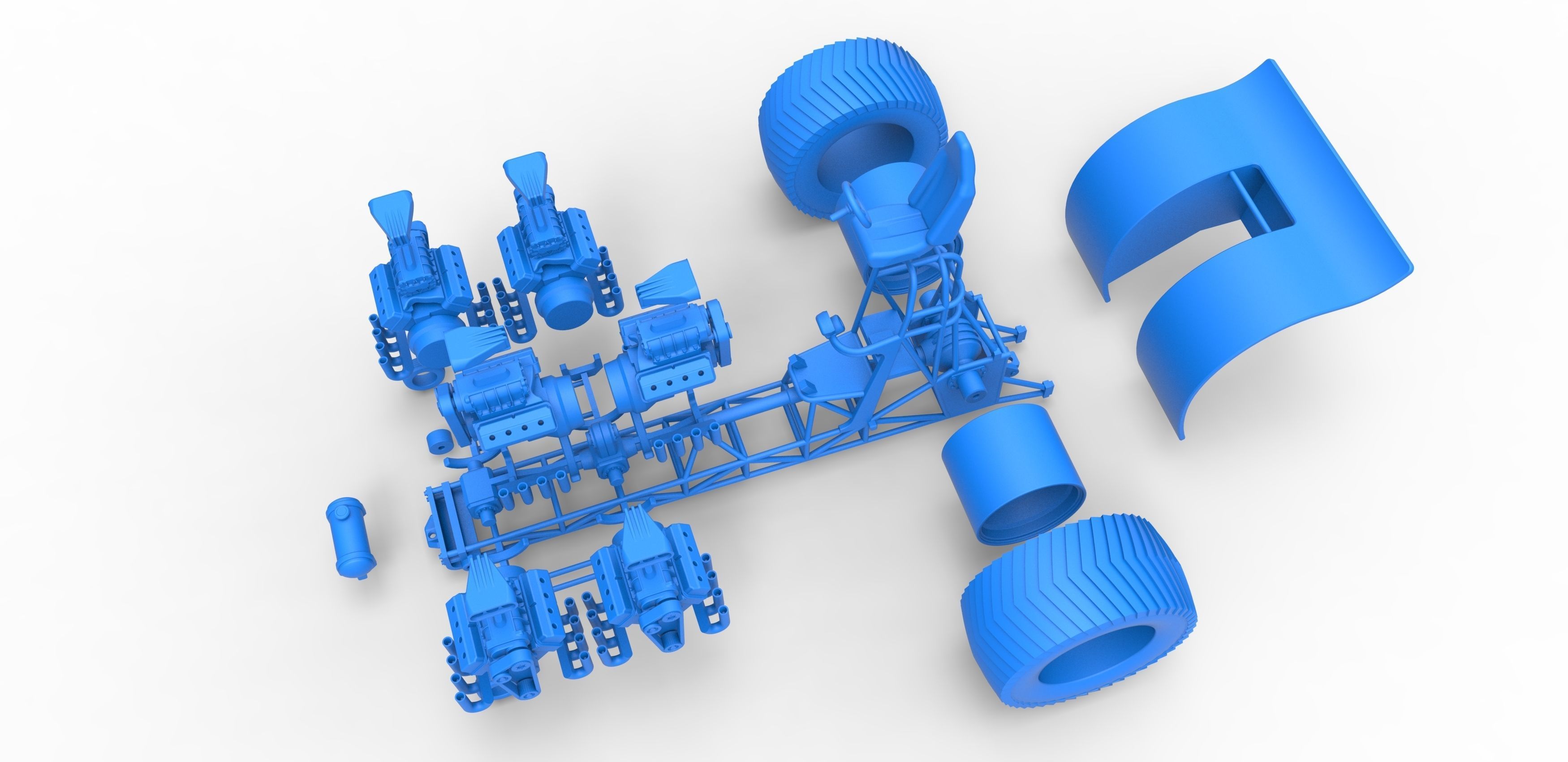 Pulling tractor with 6 engines V8 Version 2 Scale 1 to 25 3D print model_30