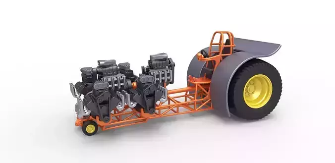 Pulling tractor with 6 engines V8 Version 2 Scale 1 to 25