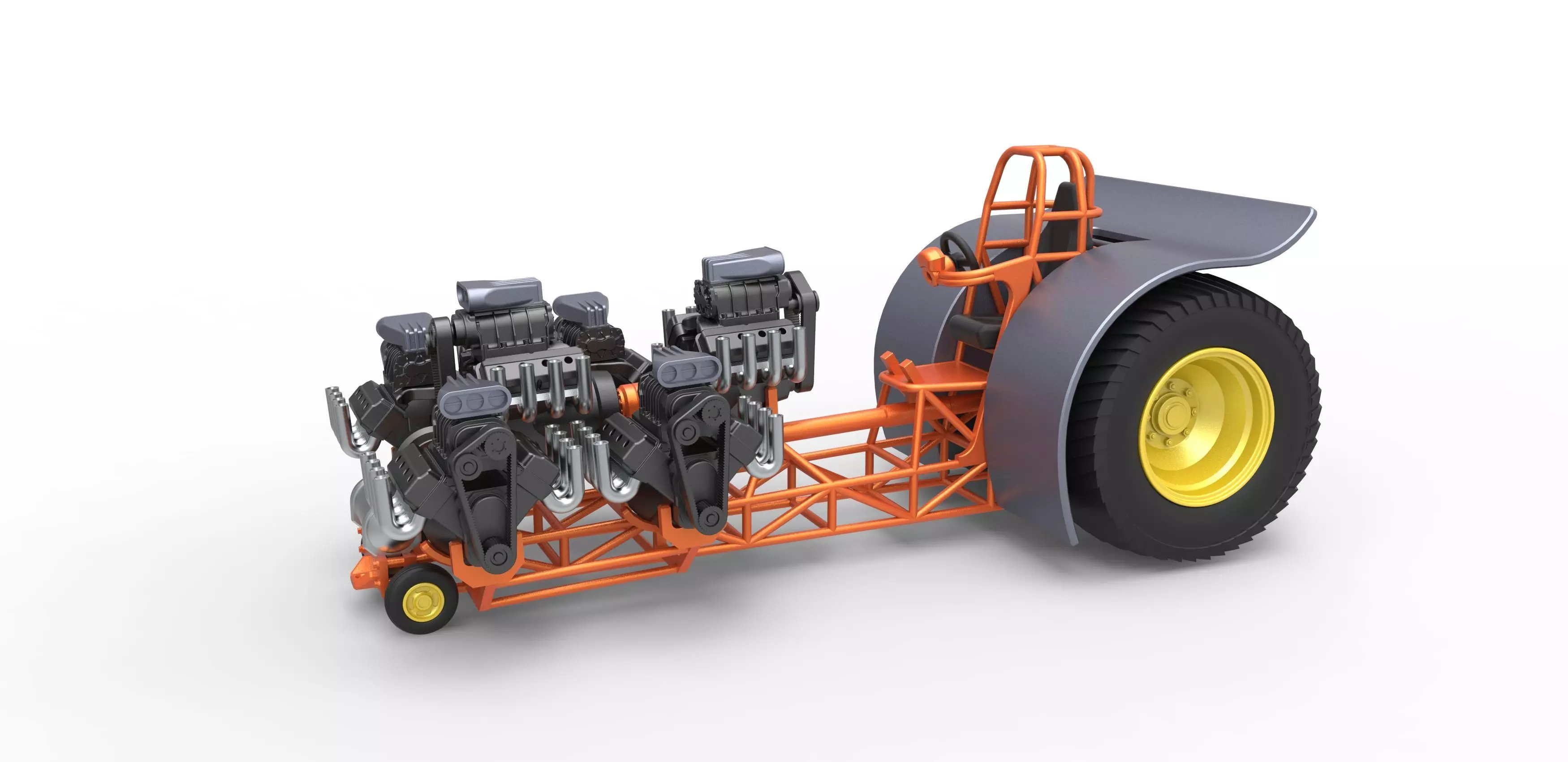 Pulling tractor with 6 engines V8 Version 2 Scale 1 to 25 3D print model_0