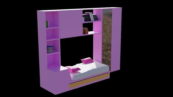 lit avec armoire  Free 3D model