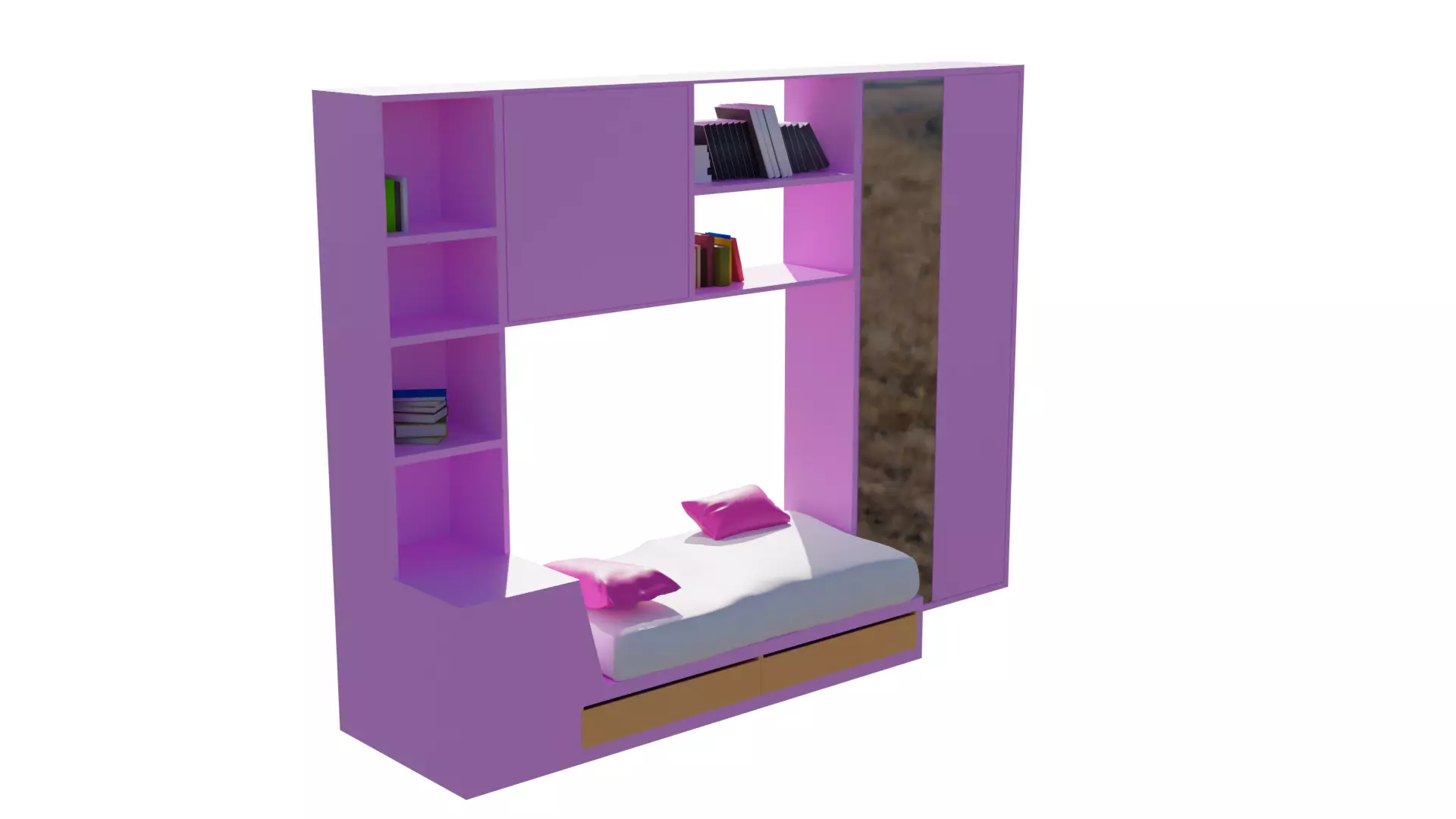 lit avec armoire Free 3D model