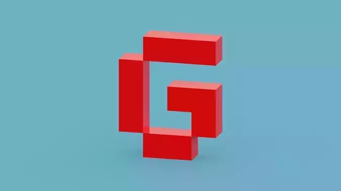 Pixel Letter G Low-poly 3D model