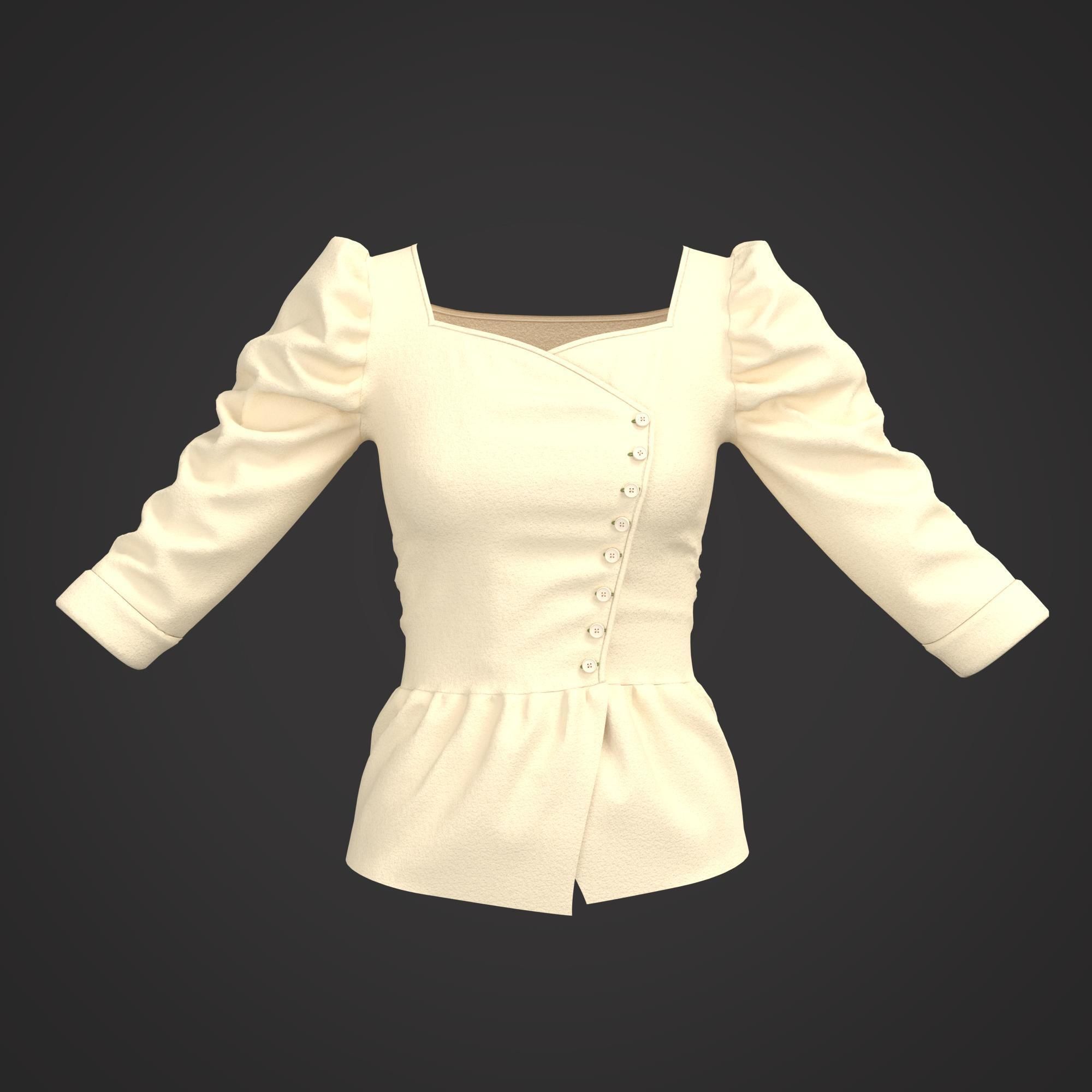 7 Women Blouses  3D model_5